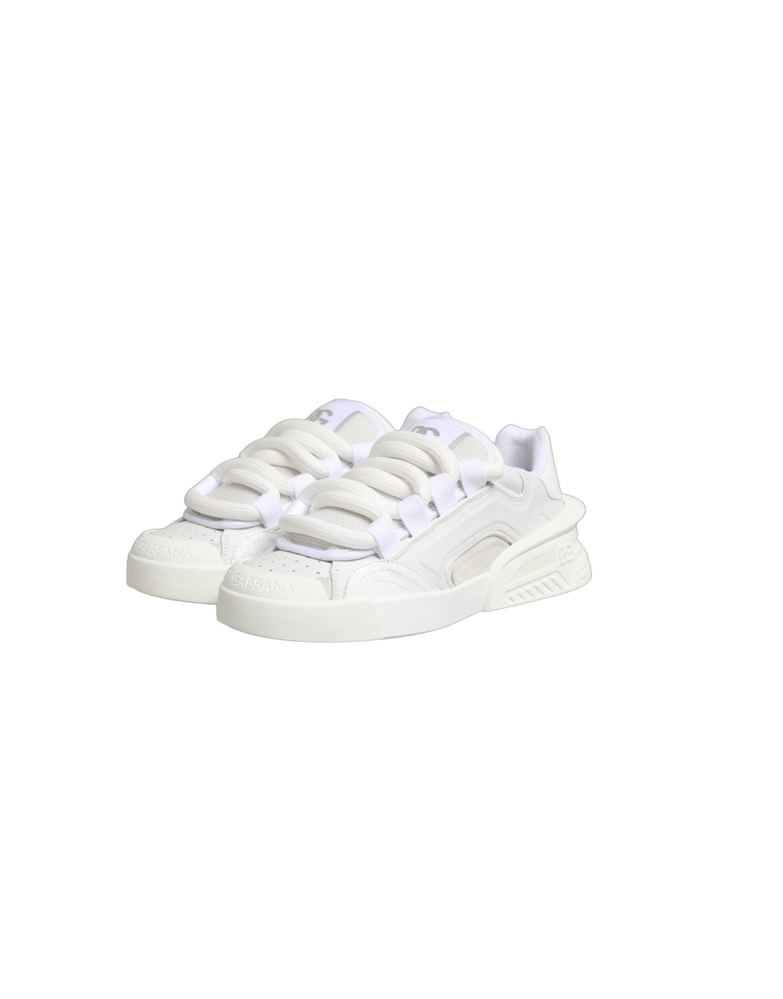 Dolce & Gabbana White Calfskin Leather Low Top Sneakers Shoes - RIMODA