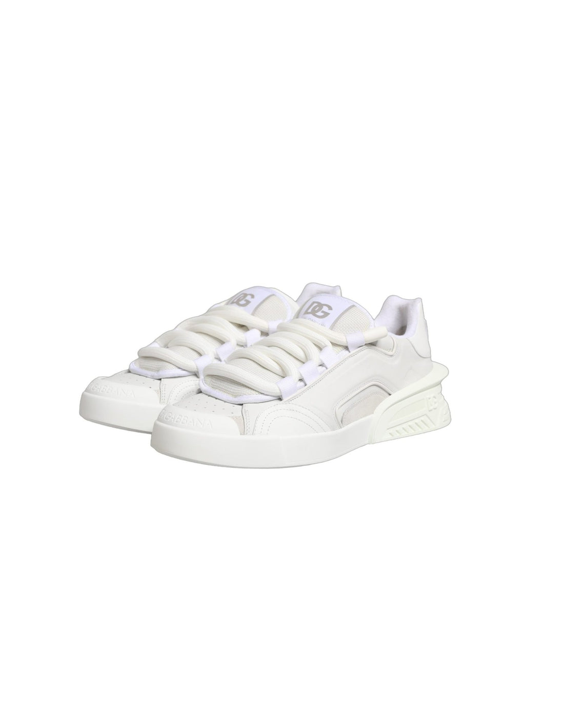 Dolce & Gabbana White Calfskin Leather Low Top Sneakers Shoes - RIMODA