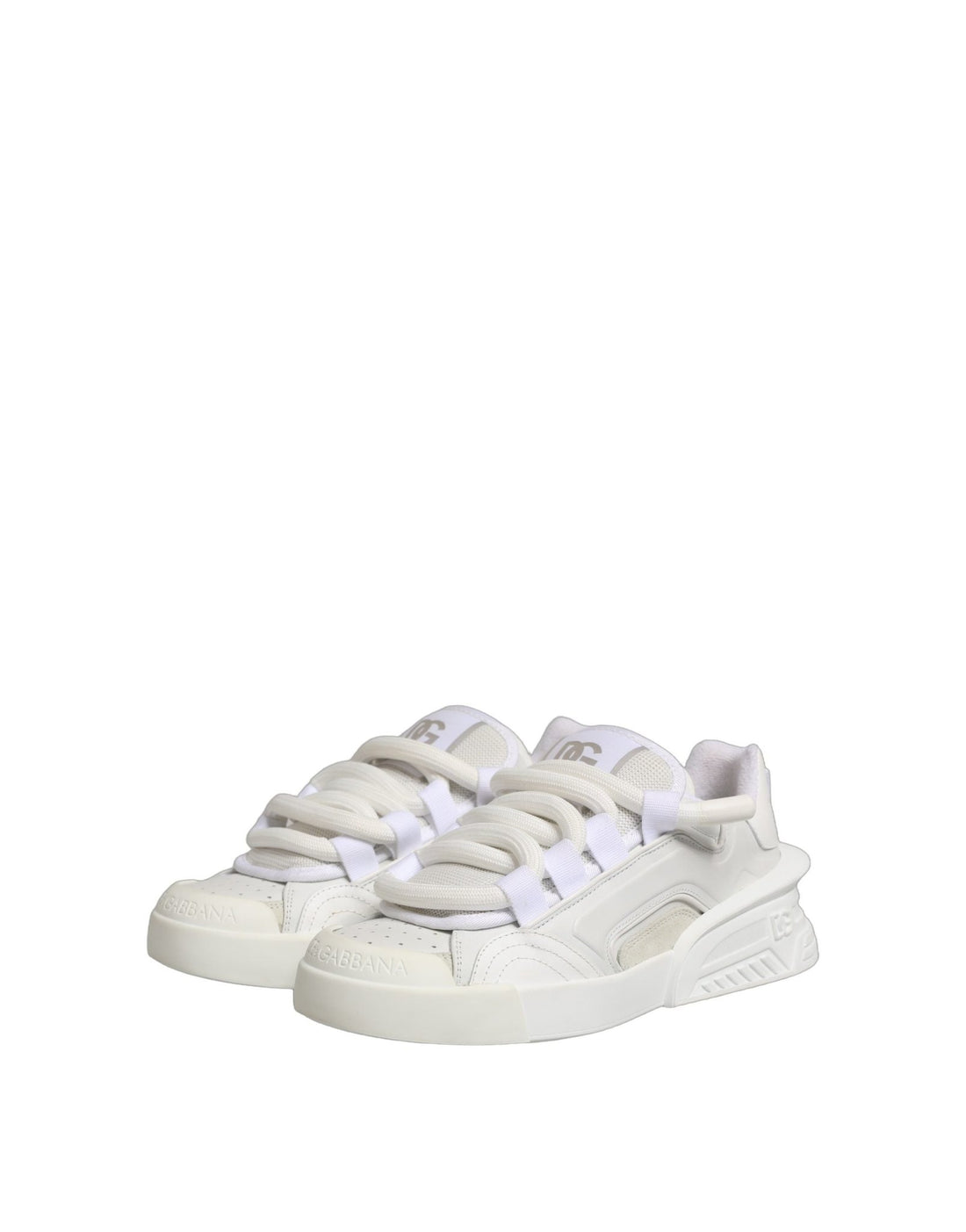 Dolce & Gabbana White Calfskin Leather Low Top Sneakers Shoes - RIMODA