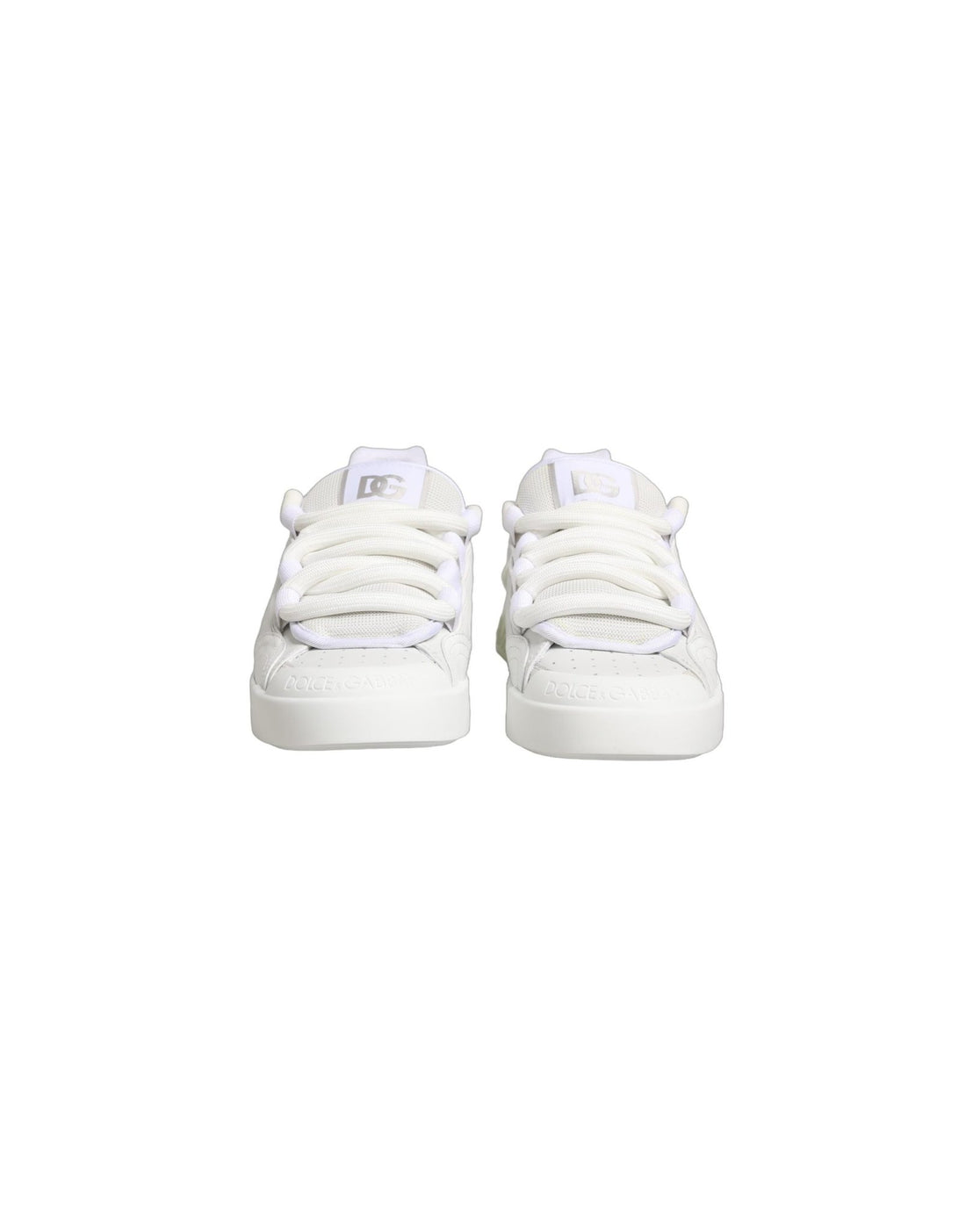 Dolce & Gabbana White Calfskin Leather Low Top Sneakers Shoes - RIMODA