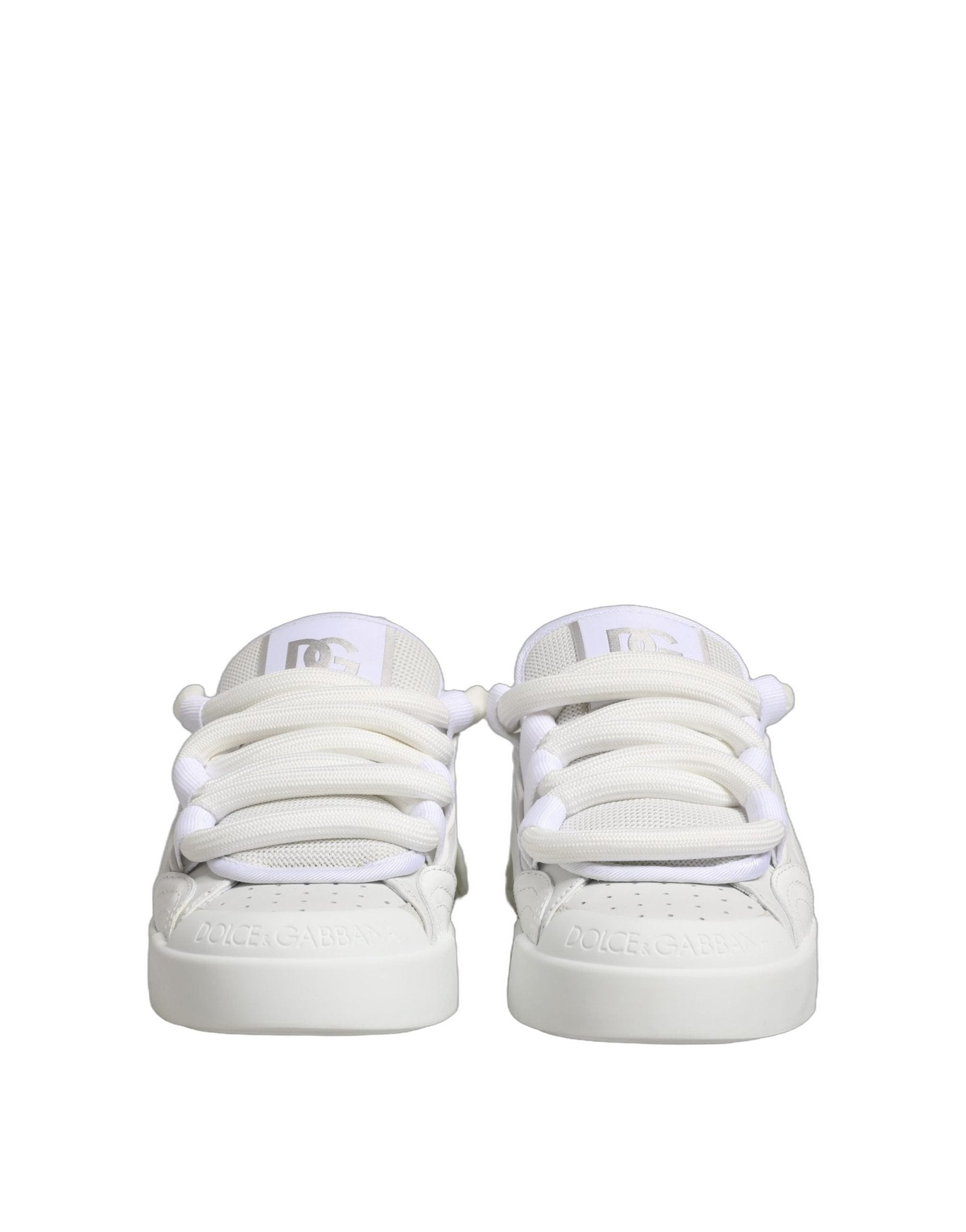 Dolce & Gabbana White Calfskin Leather Low Top Sneakers Shoes - RIMODA