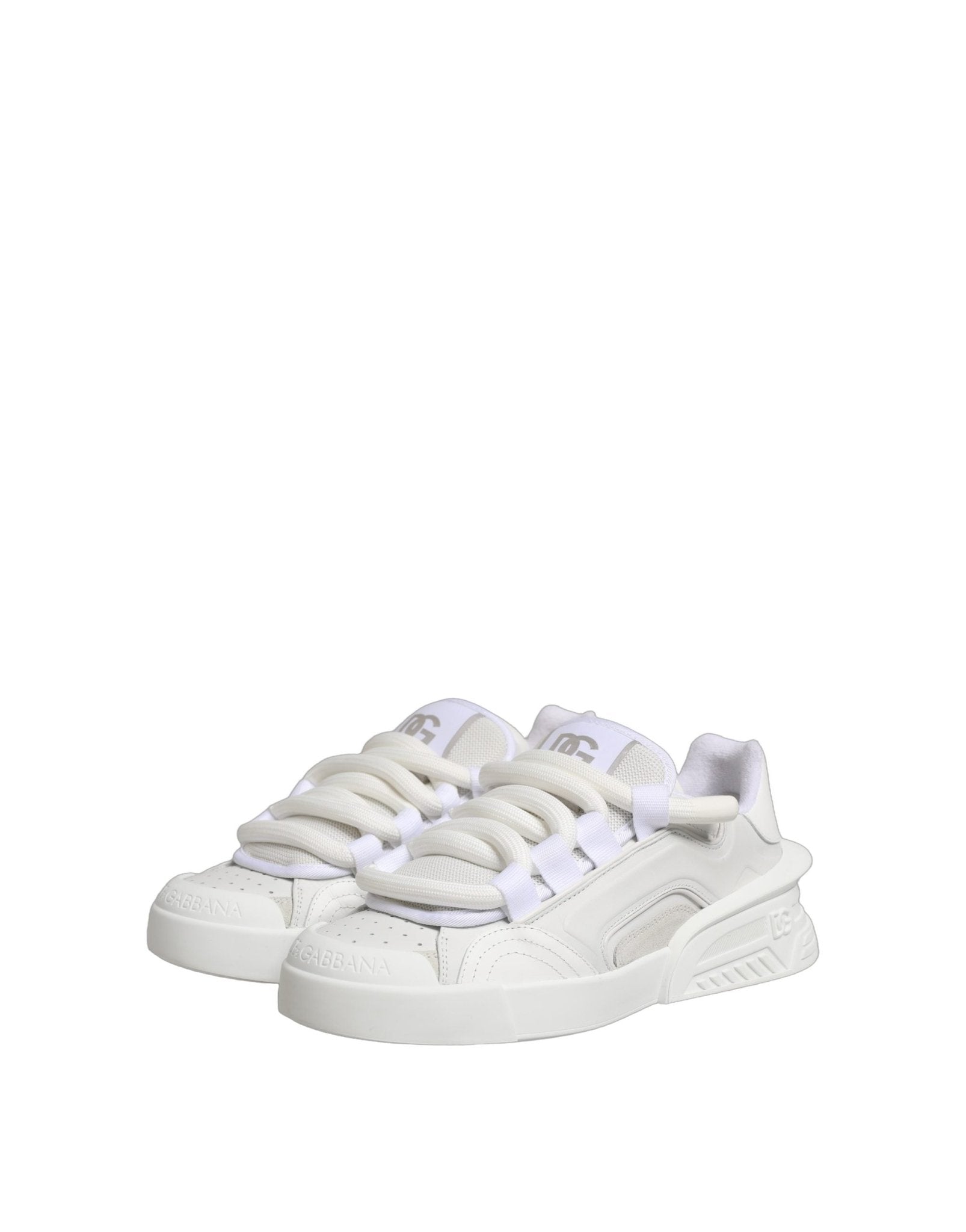 Dolce & Gabbana White Calfskin Leather Low Top Sneakers Shoes - RIMODA
