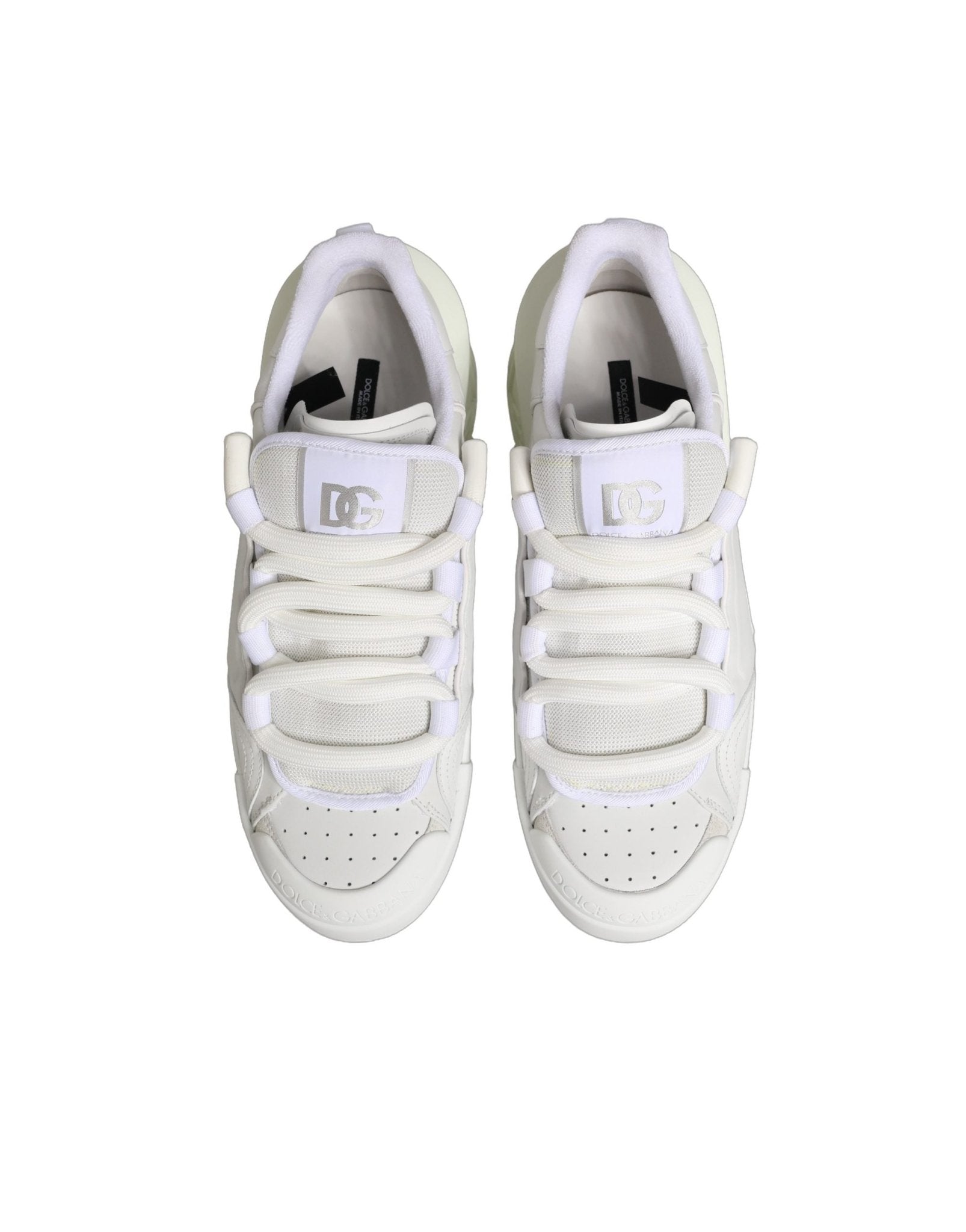 Dolce & Gabbana White Calfskin Leather Low Top Sneakers Shoes - RIMODA