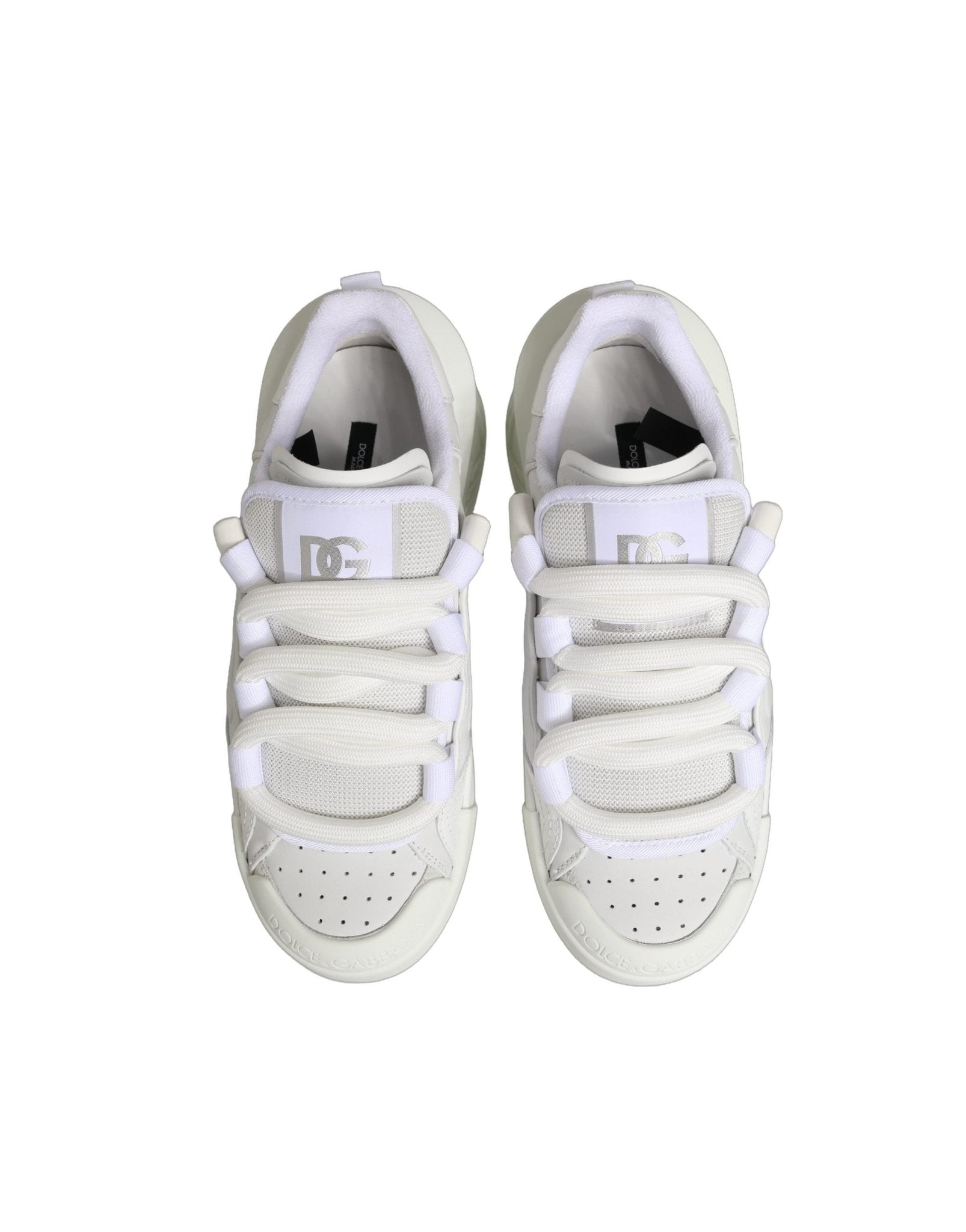 Dolce & Gabbana White Calfskin Leather Low Top Sneakers Shoes - RIMODA