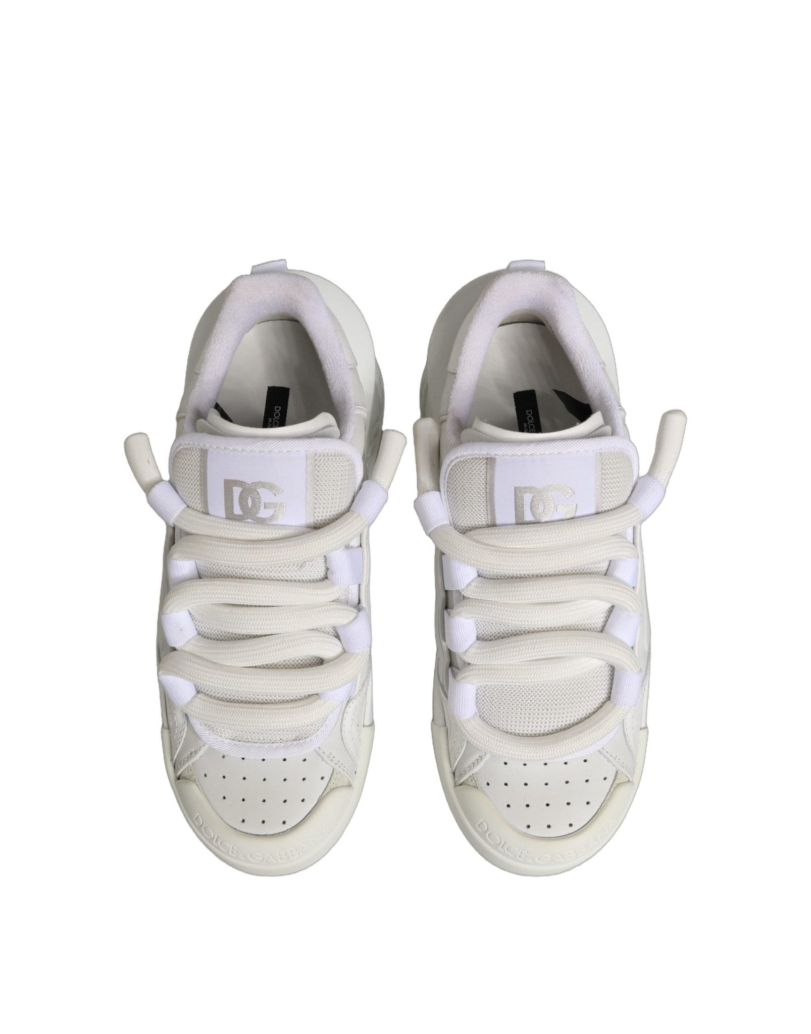Dolce & Gabbana White Calfskin Leather Low Top Sneakers Shoes - RIMODA
