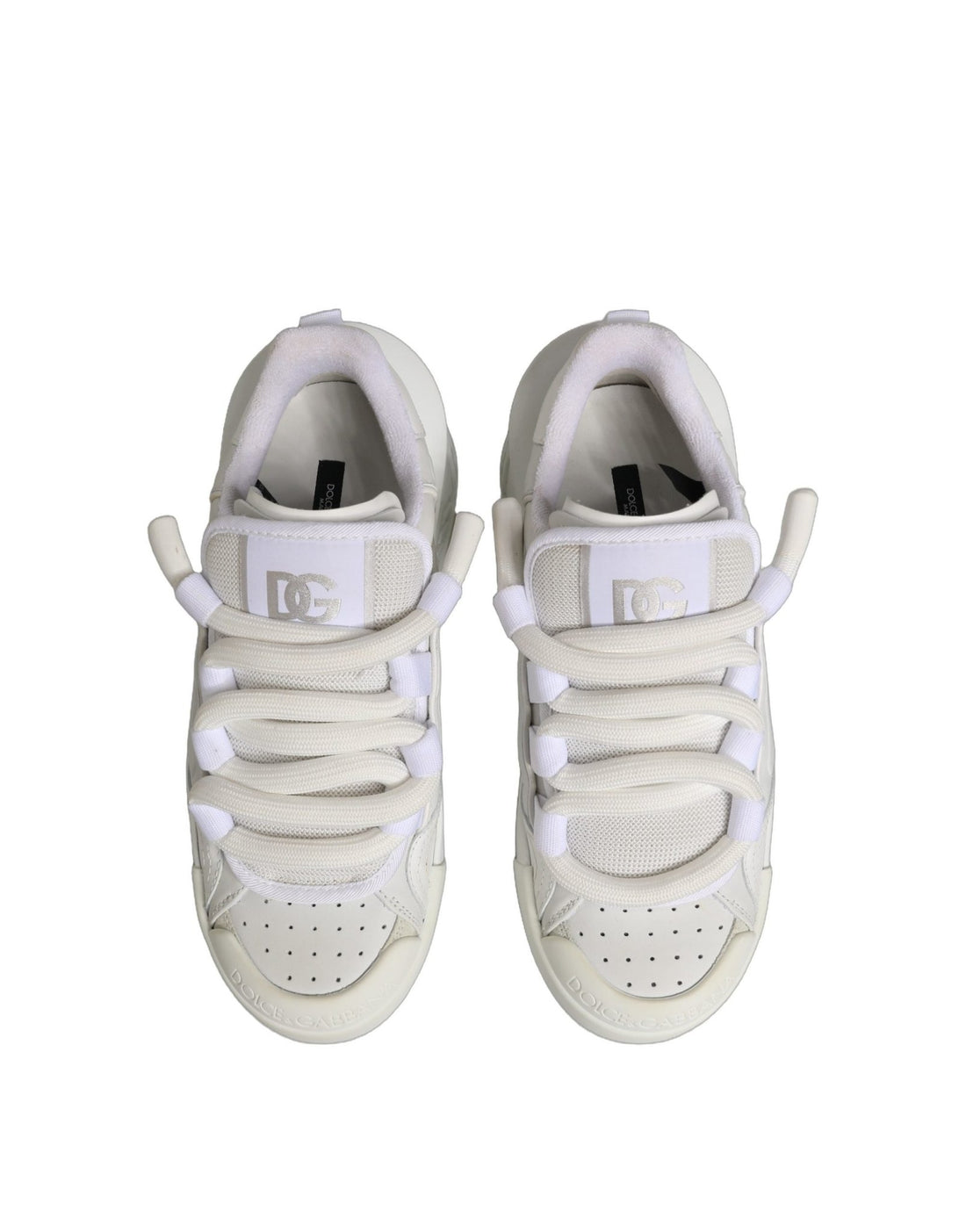 Dolce & Gabbana White Calfskin Leather Low Top Sneakers Shoes - RIMODA
