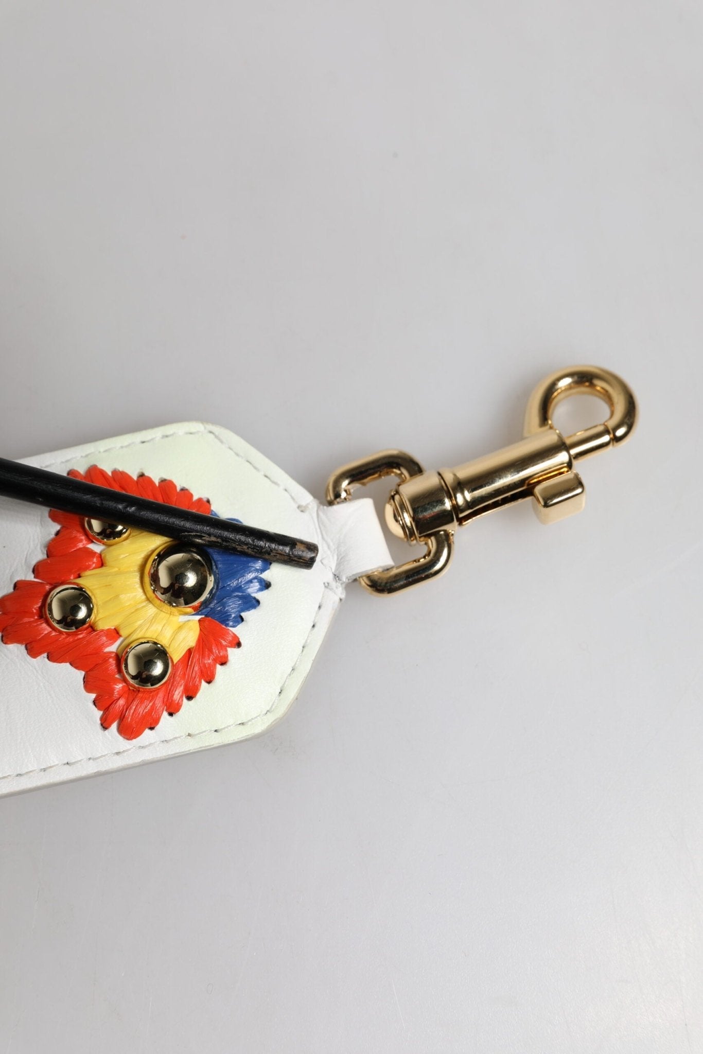 Dolce & Gabbana White Calfskin Raffia Embroidered Patchwork Shoulder Strap - RIMODA