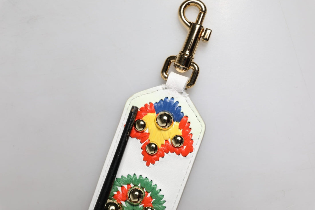 Dolce & Gabbana White Calfskin Raffia Embroidered Patchwork Shoulder Strap - RIMODA
