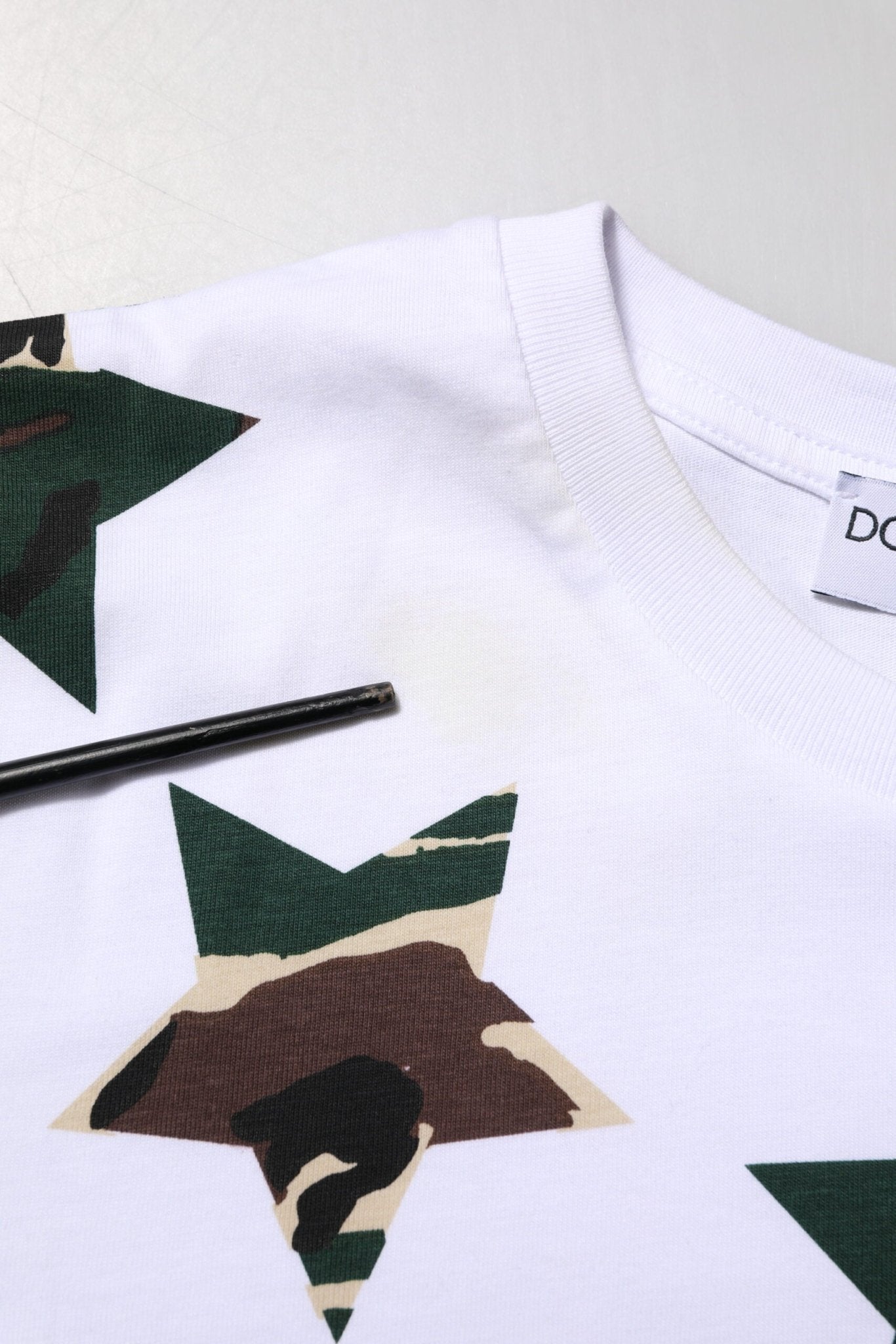 Dolce & Gabbana White Camouflage Cotton Men Crew Neck T-shirt - RIMODA