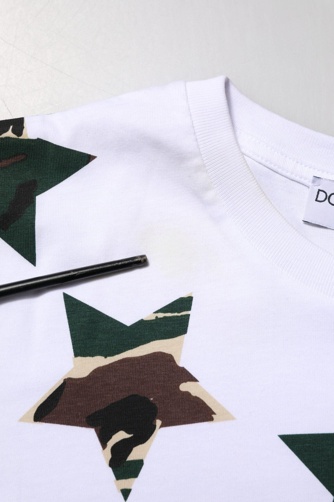 Dolce & Gabbana White Camouflage Cotton Men Crew Neck T-shirt - RIMODA