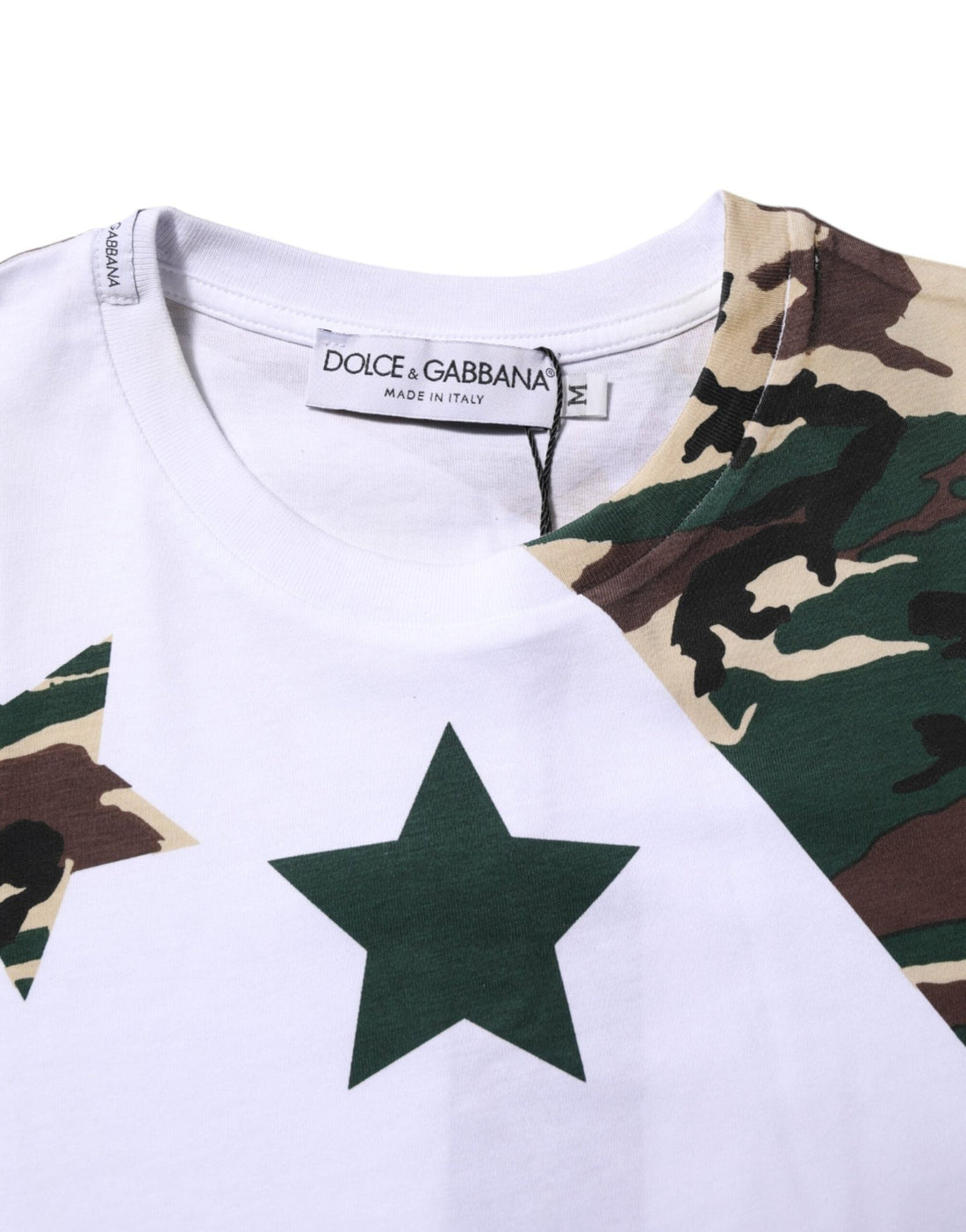 Dolce & Gabbana White Camouflage Cotton Men Crew Neck T-shirt - RIMODA