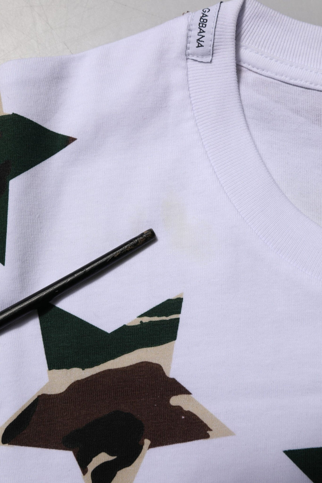 Dolce & Gabbana White Camouflage Cotton Men Crew Neck T-shirt - RIMODA