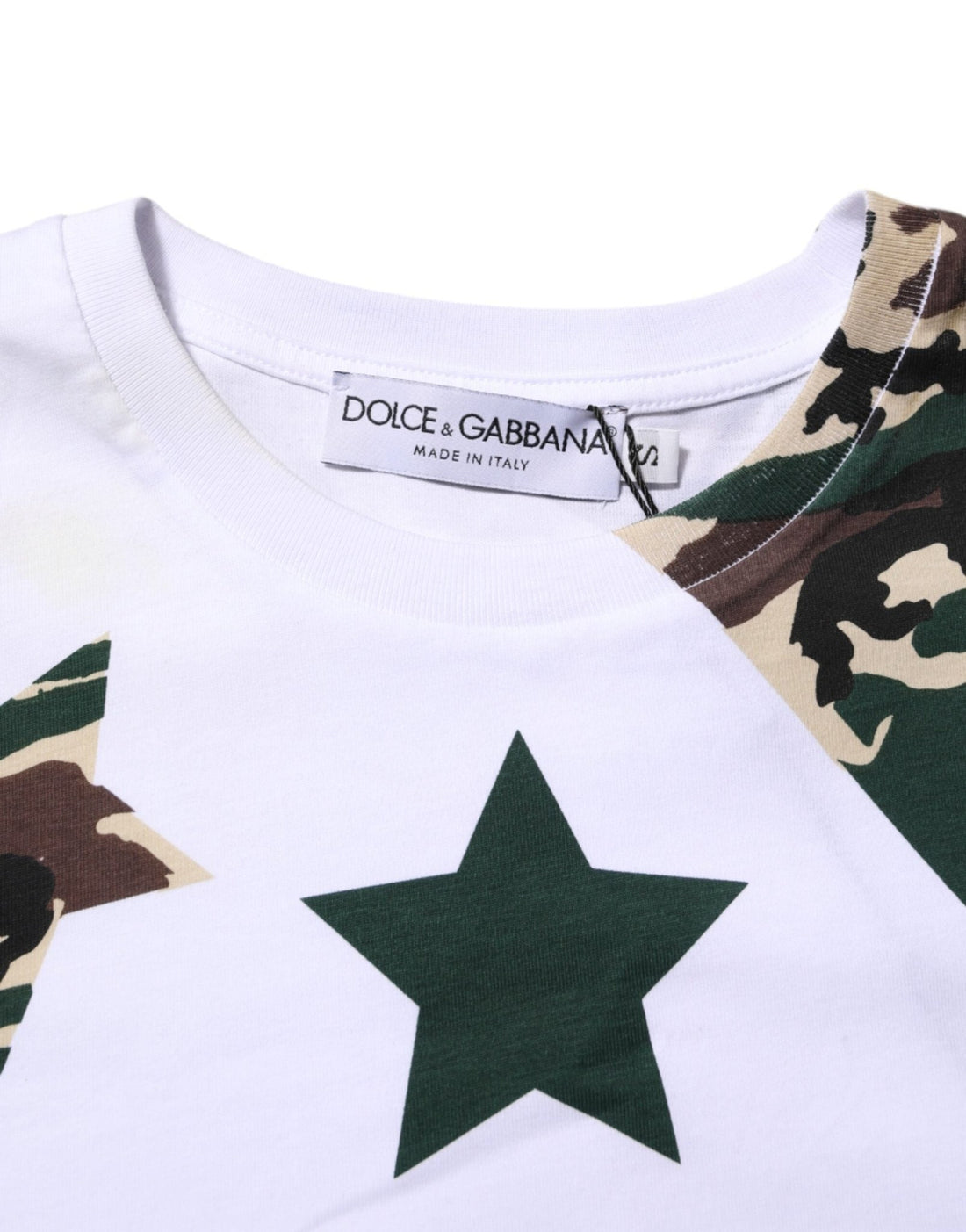 Dolce & Gabbana White Camouflage Cotton Men Crew Neck T-shirt - RIMODA