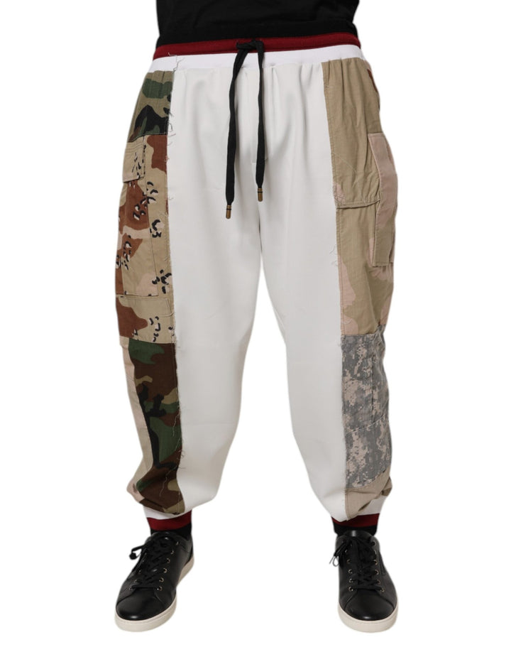 Dolce & Gabbana White Camouflage Patchwork Sweatpants Pants - RIMODA