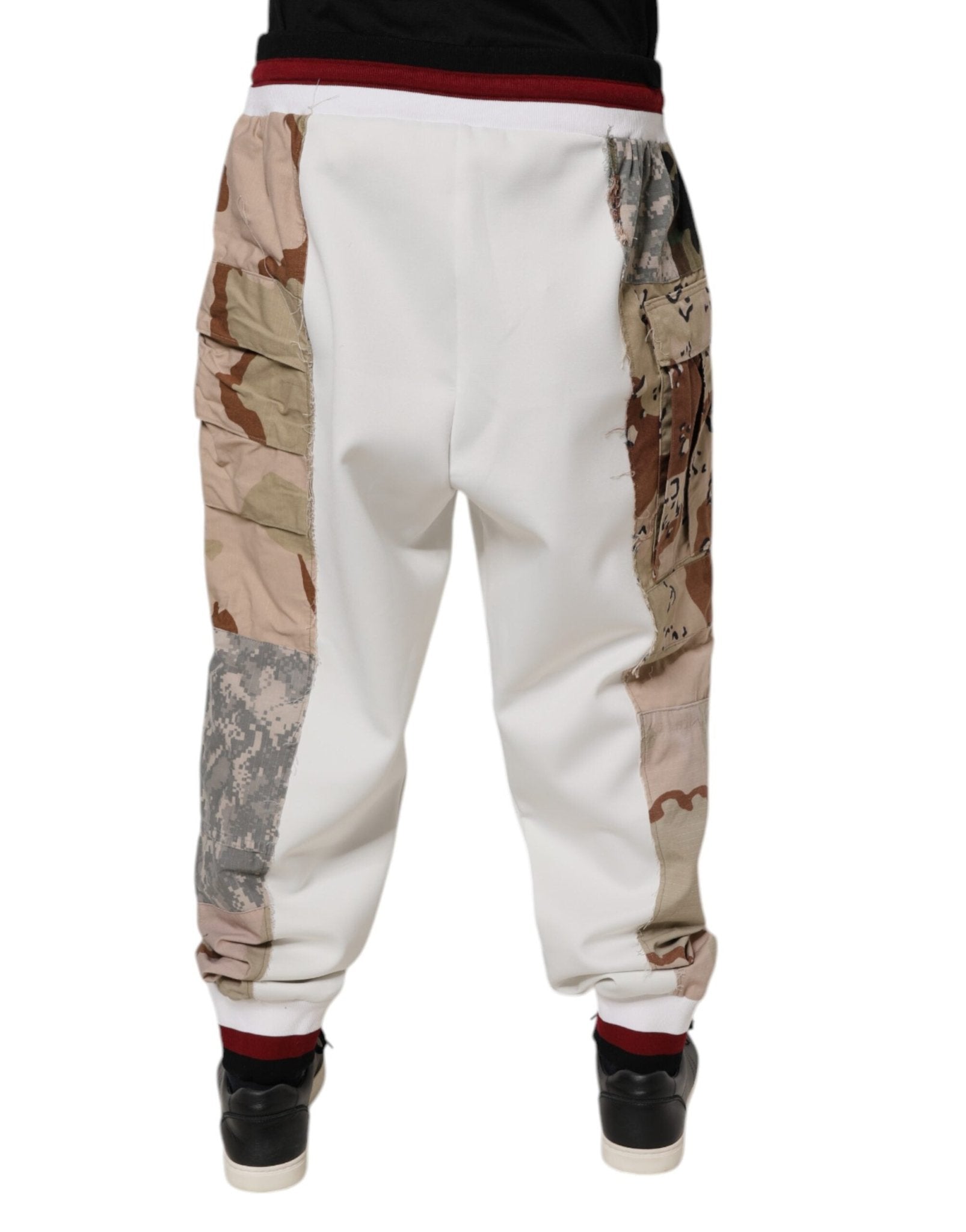 Dolce & Gabbana White Camouflage Patchwork Sweatpants Pants - RIMODA