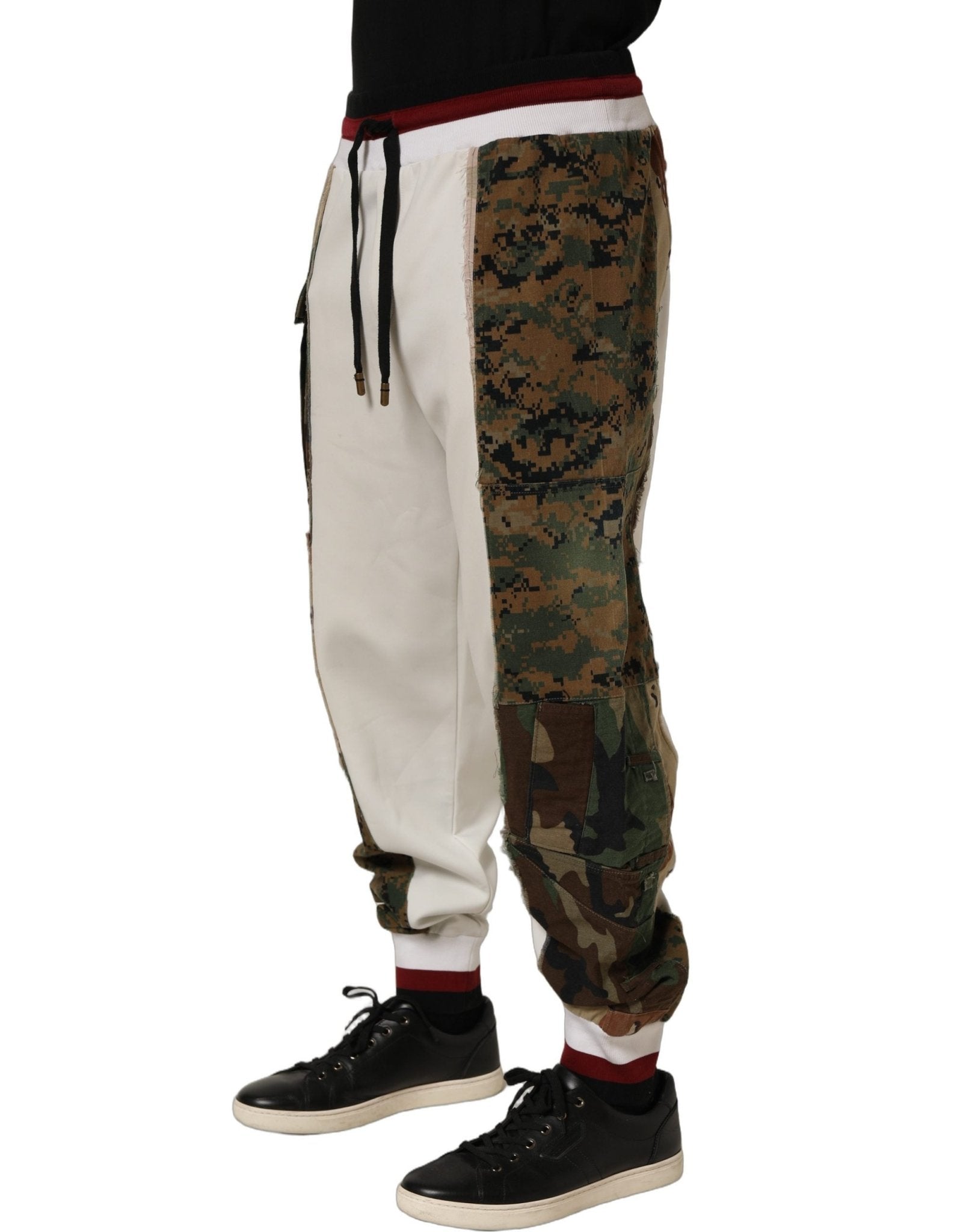 Dolce & Gabbana White Camouflage Patchwork Sweatpants Pants - RIMODA