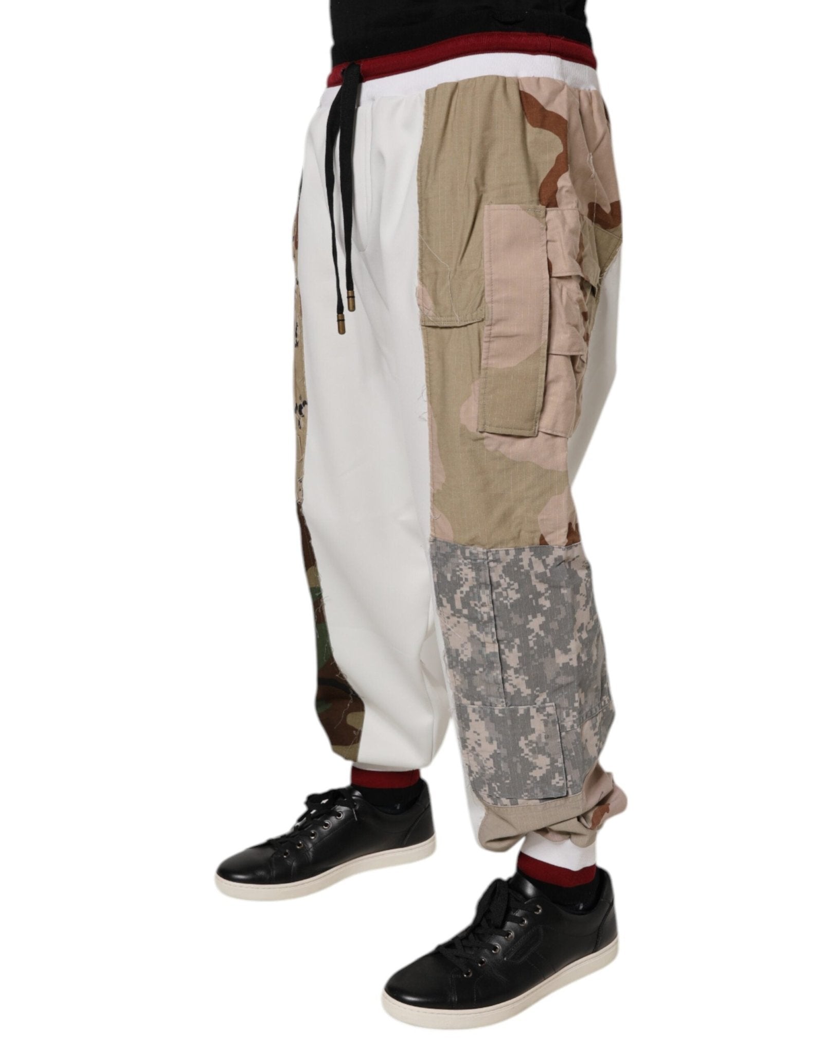 Dolce & Gabbana White Camouflage Patchwork Sweatpants Pants - RIMODA