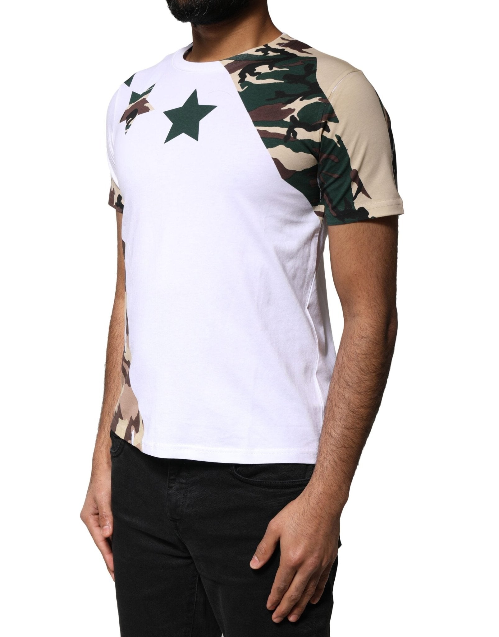 Dolce & Gabbana White Camouflage Stars Crew Neck T-shirt - RIMODA