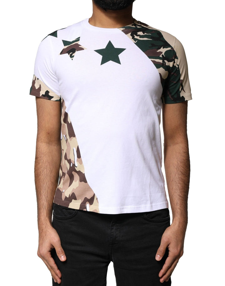 Dolce & Gabbana White Camouflage Stars Crew Neck T-shirt - RIMODA