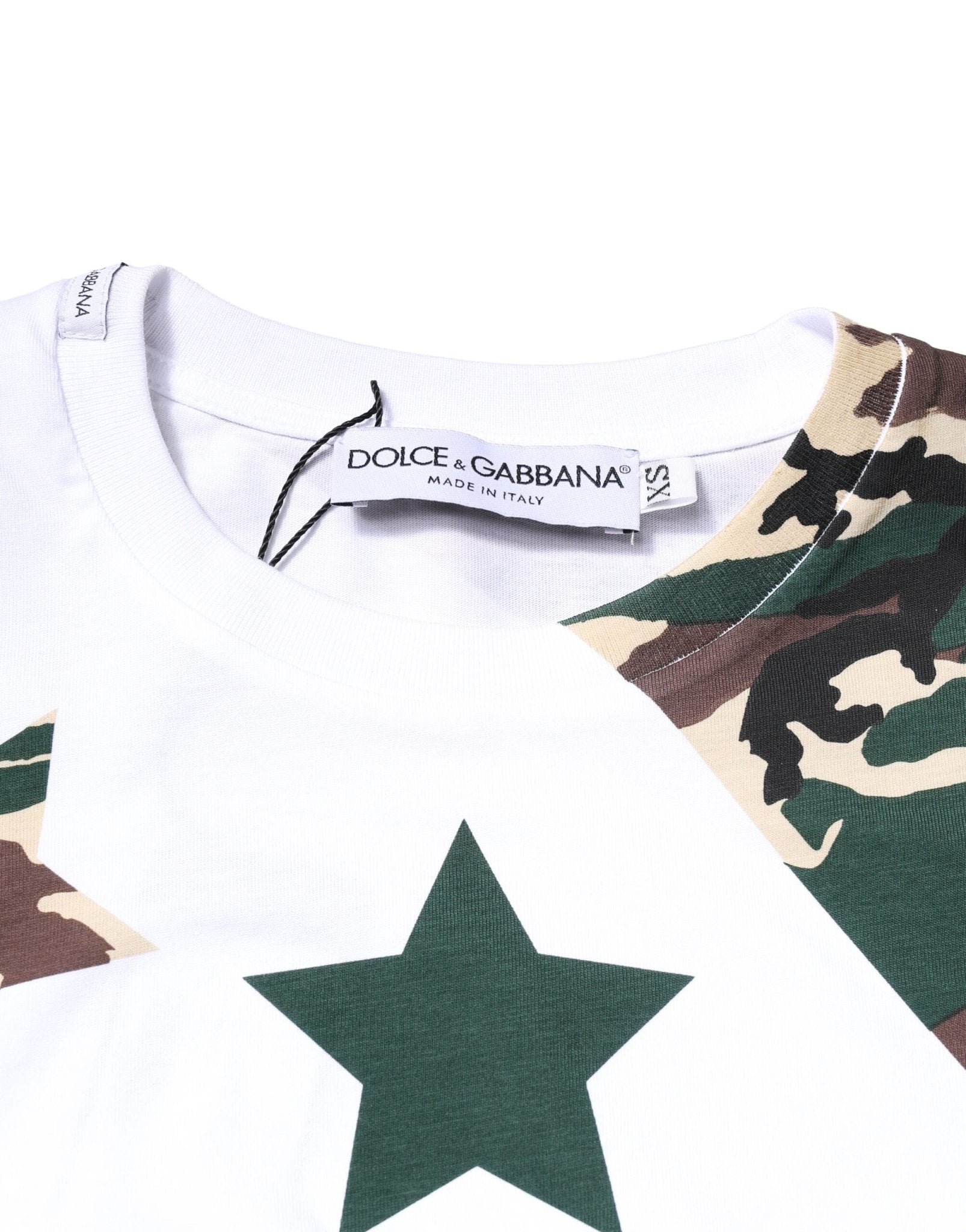 Dolce & Gabbana White Camouflage Stars Crew Neck T-shirt - RIMODA