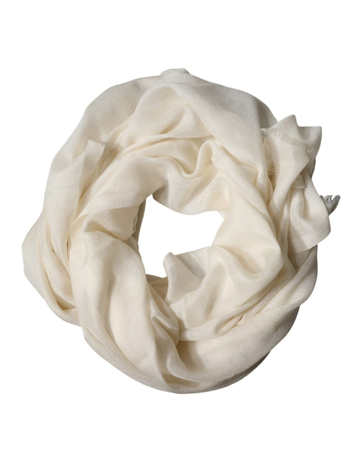 Dolce & Gabbana White Cashmere Knit Neck Wrap Shawl Scarf - RIMODA