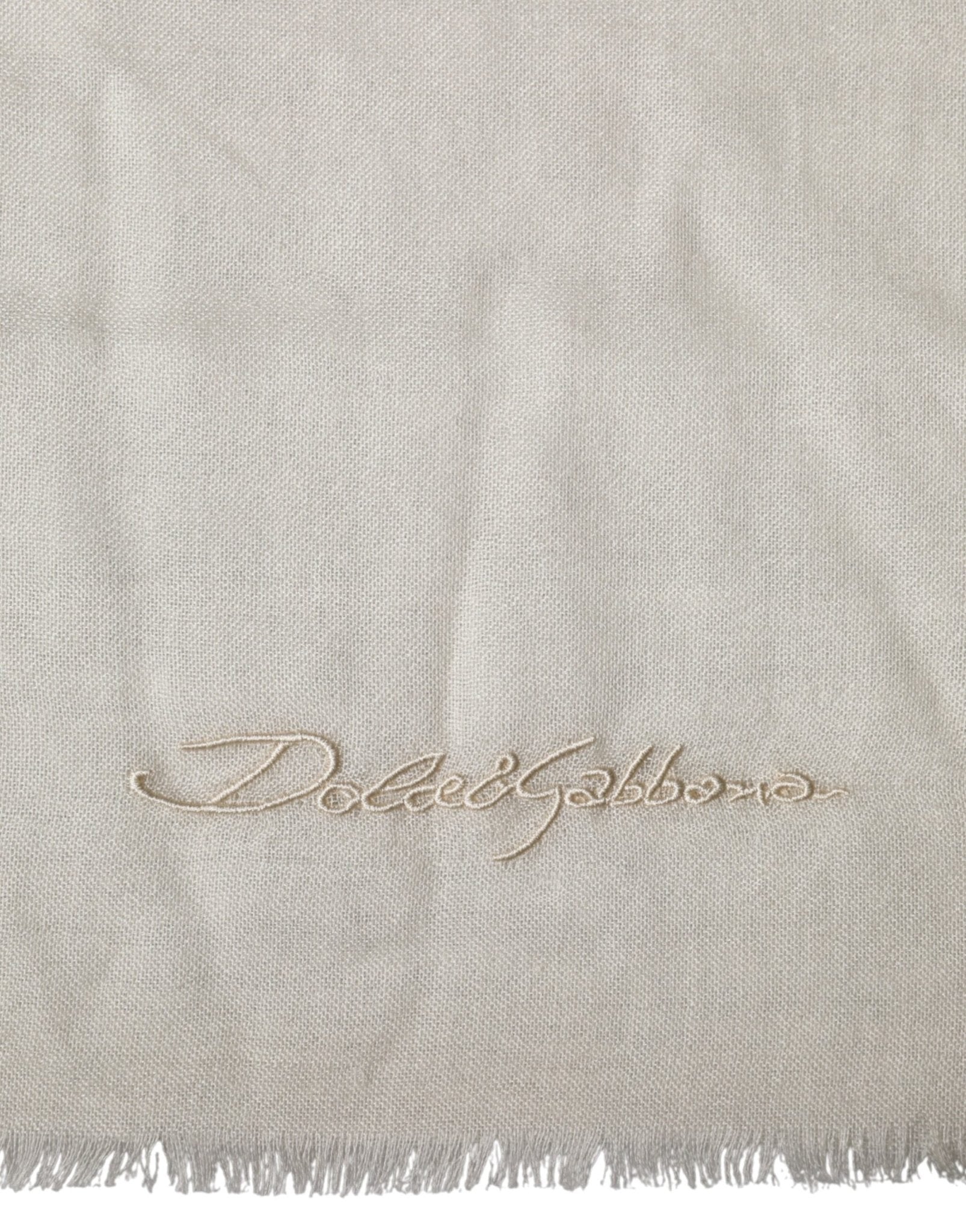 Dolce & Gabbana White Cashmere Knit Neck Wrap Shawl Scarf - RIMODA