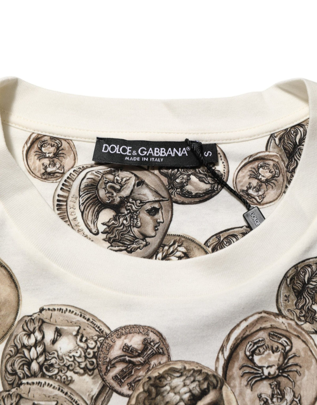 Dolce & Gabbana White Coin Print Cotton Crew Neck Men T-shirt - RIMODA