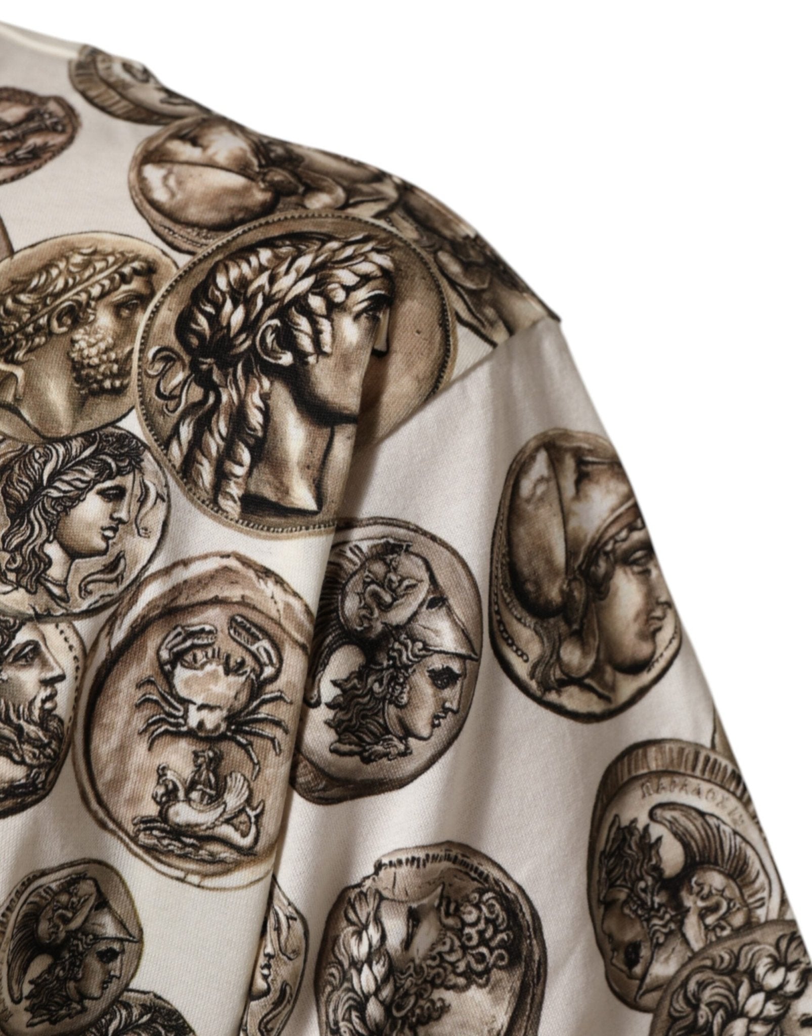 Dolce & Gabbana White Coin Print Cotton Crew Neck Men T-shirt - RIMODA