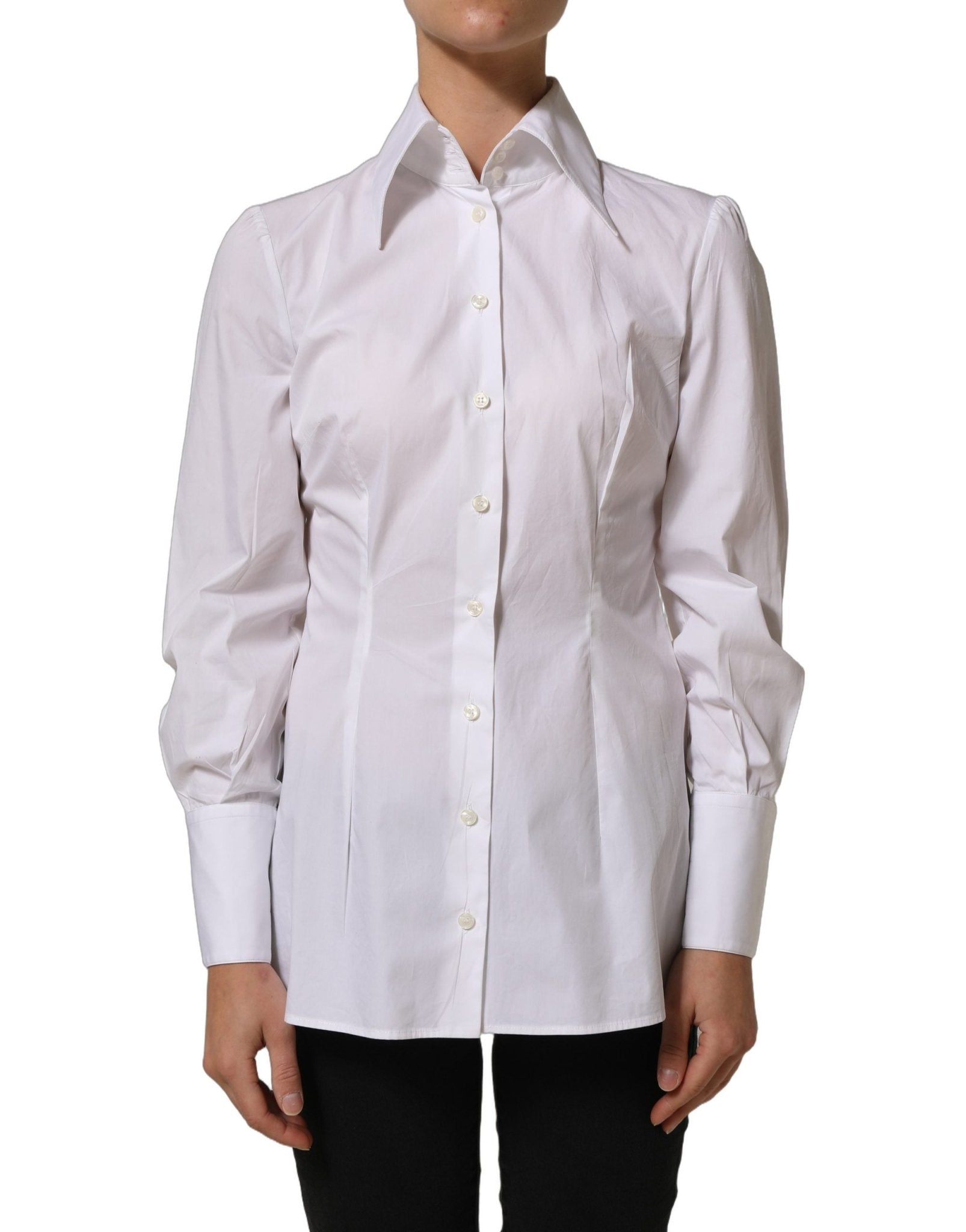 Dolce & Gabbana White Collared Long Sleeves Dress Shirt Top - RIMODA
