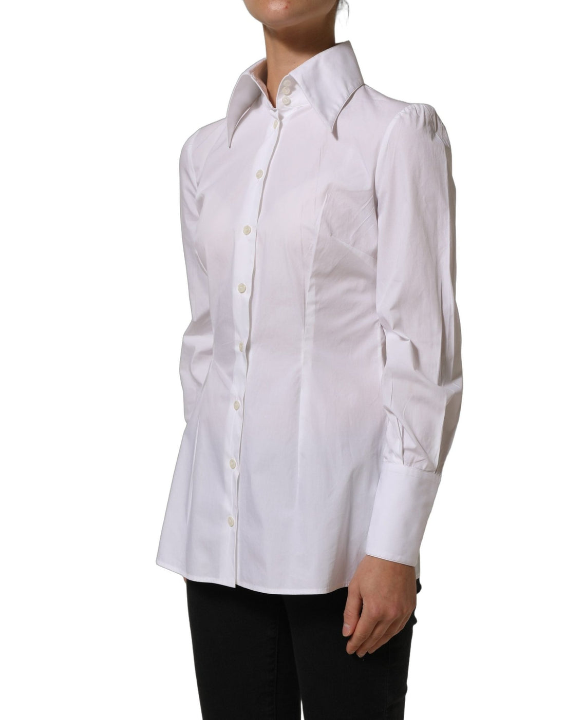 Dolce & Gabbana White Collared Long Sleeves Dress Shirt Top - RIMODA