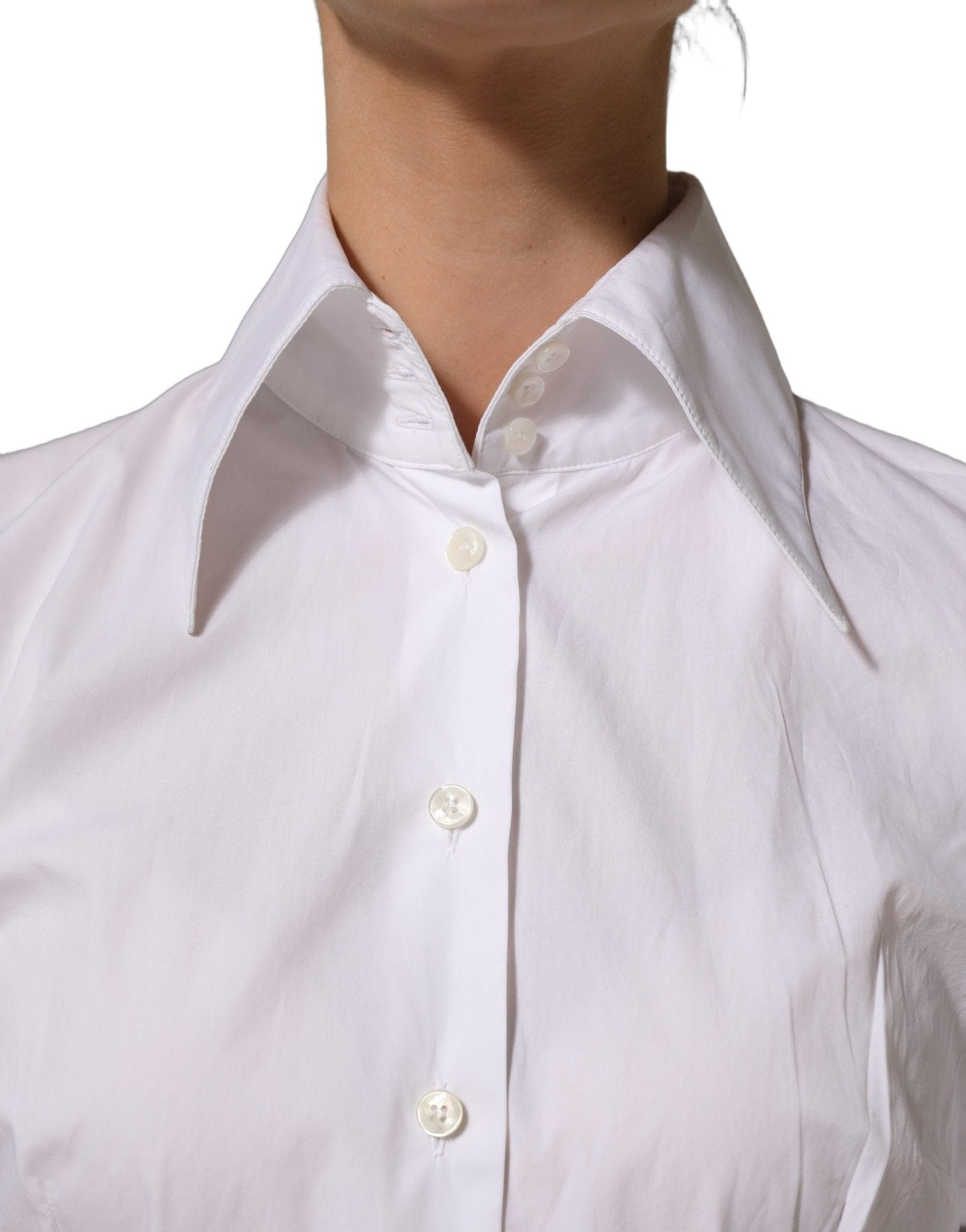 Dolce & Gabbana White Collared Long Sleeves Dress Shirt Top - RIMODA