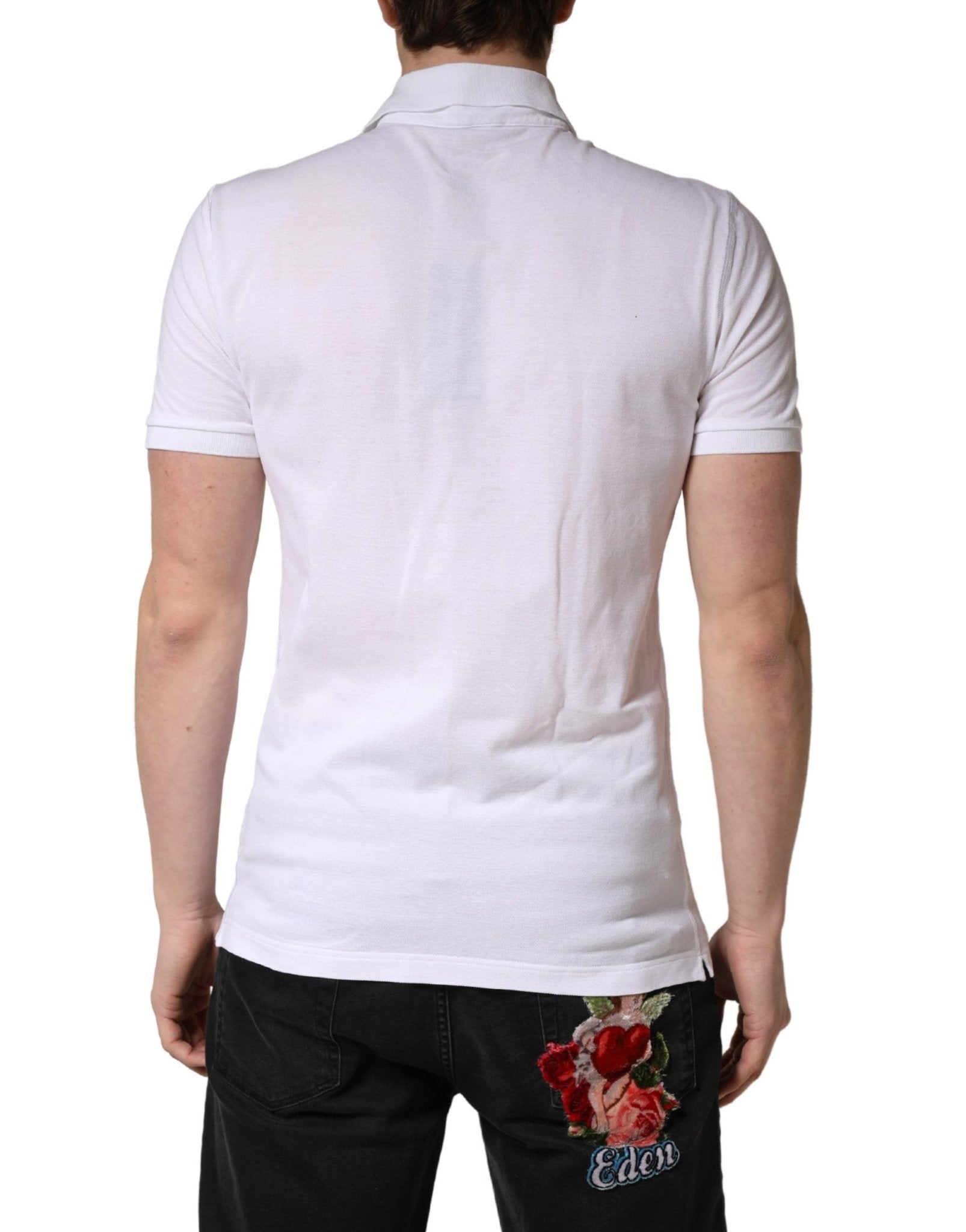 Dolce & Gabbana White Collared Short Sleeves Men Polo T-shirt - RIMODA