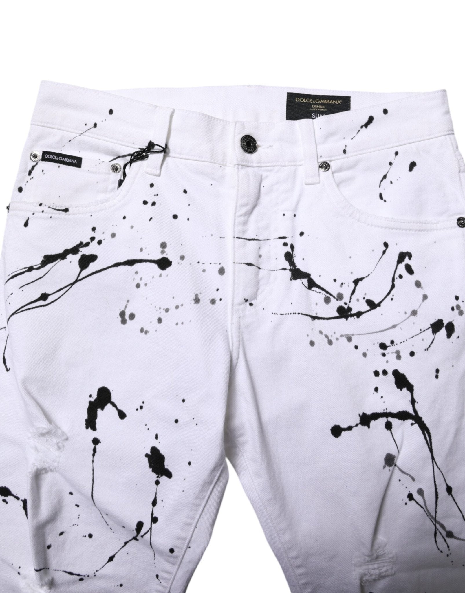 Dolce & Gabbana White ColorSplash Skinny Denim Jeans - RIMODA