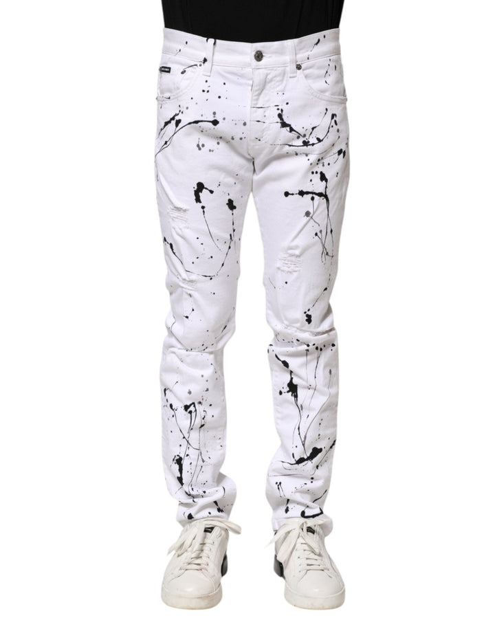 Dolce & Gabbana White ColorSplash Skinny Denim Jeans - RIMODA