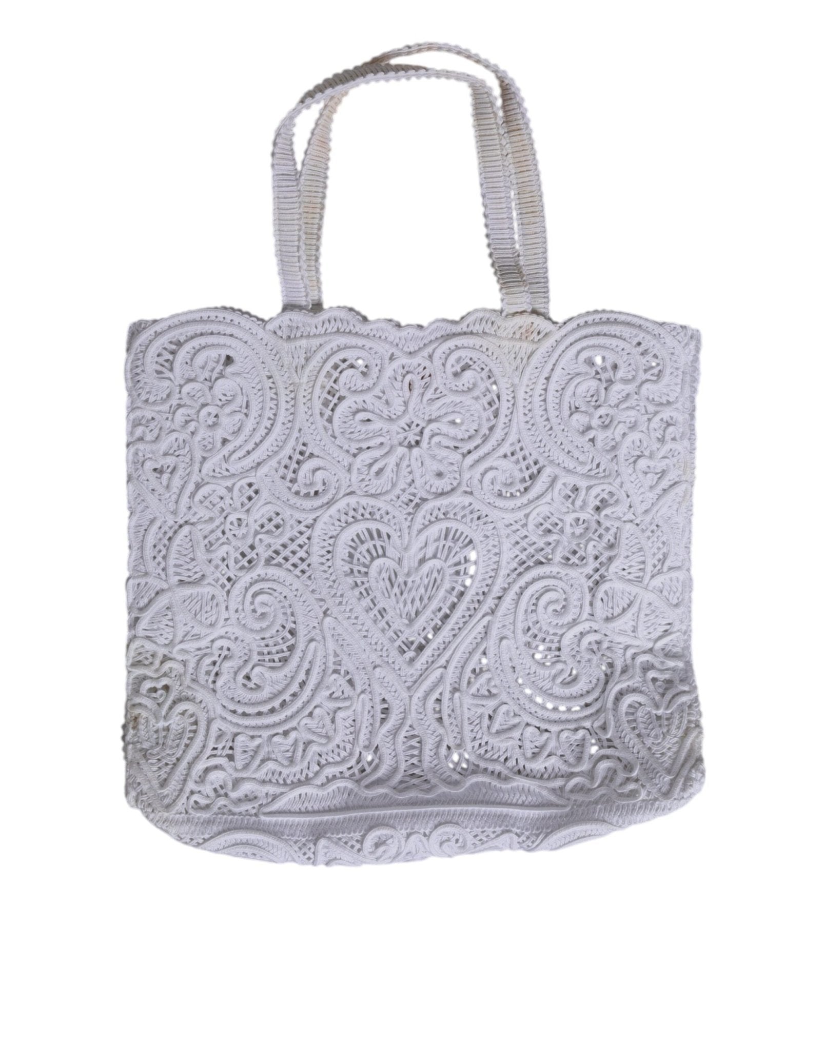 Dolce & Gabbana White Cordonetto Lace Beatrice Tote Shopping Bag - RIMODA