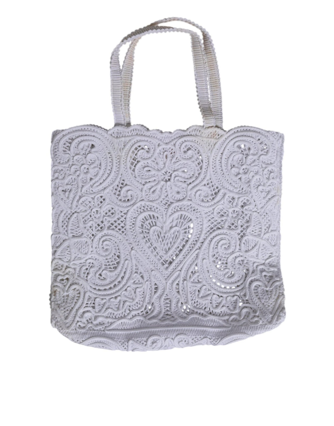 Dolce & Gabbana White Cordonetto Lace Beatrice Tote Shopping Bag - RIMODA