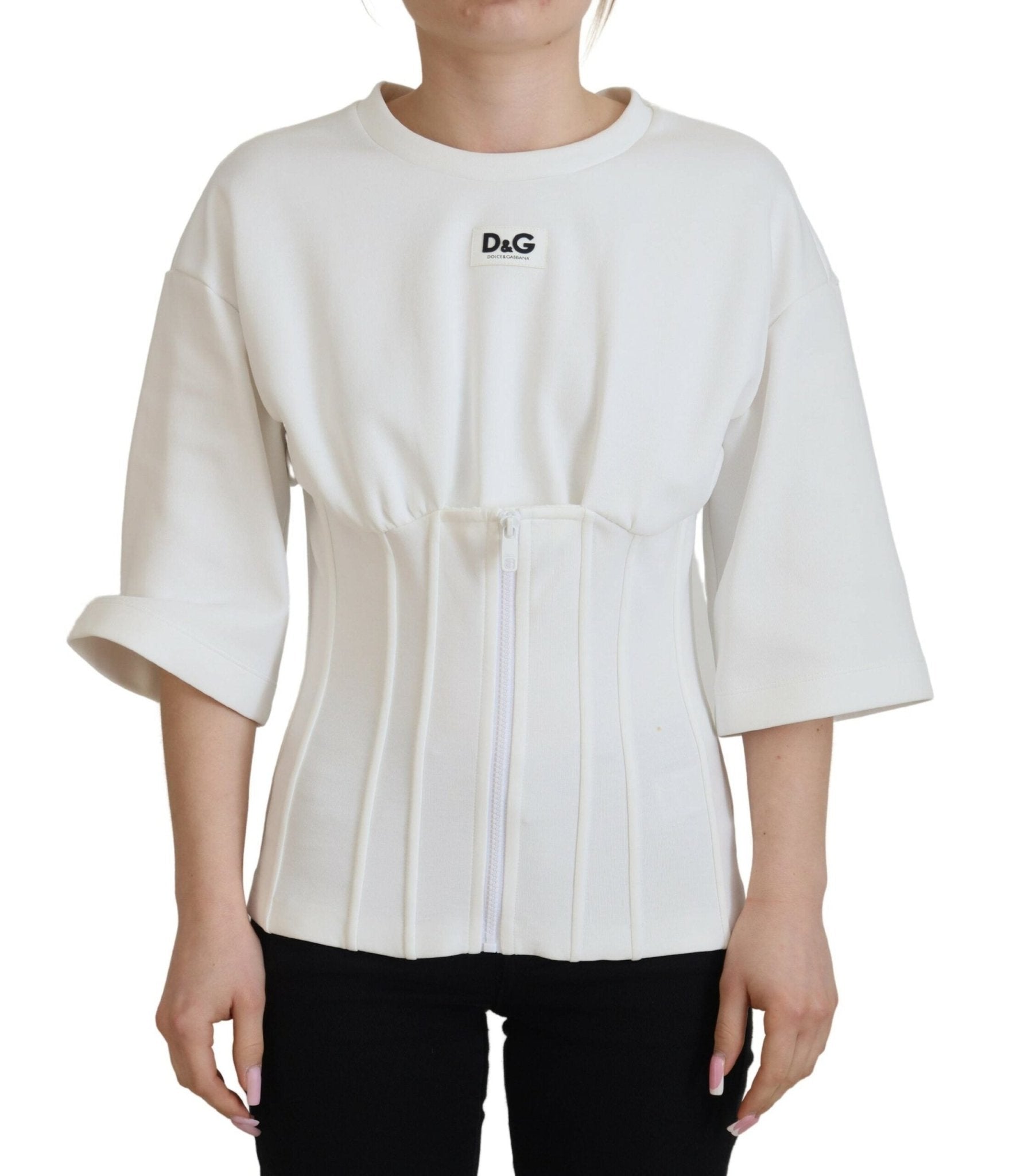 Dolce & Gabbana White Corset Stretch Cotton Top T-shirt - RIMODA