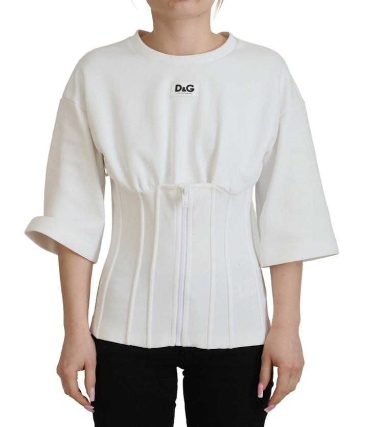Dolce & Gabbana White Corset Stretch Cotton Top T-shirt - RIMODA
