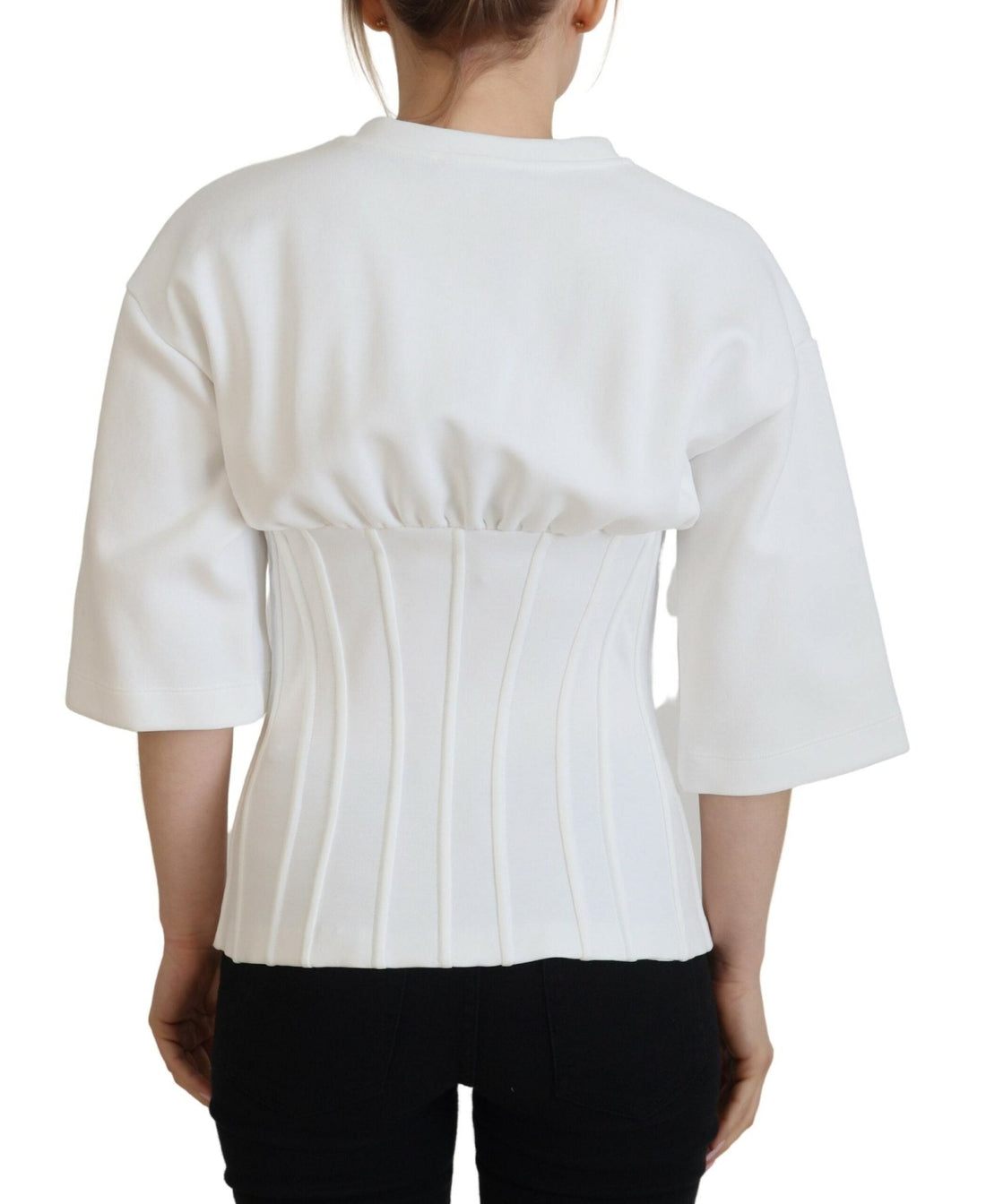 Dolce & Gabbana White Corset Stretch Cotton Top T-shirt - RIMODA