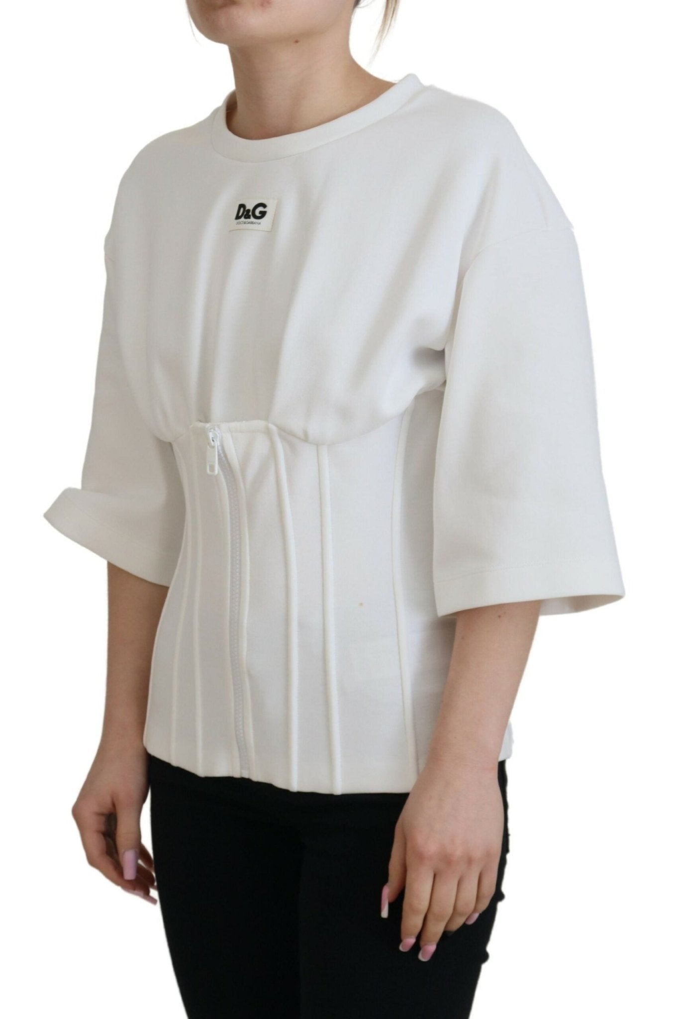 Dolce & Gabbana White Corset Stretch Cotton Top T-shirt - RIMODA