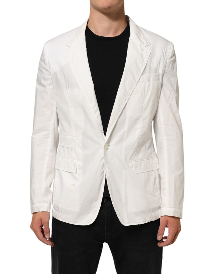 Dolce & Gabbana White Cotton 1 Button Men Suit Blazer - RIMODA