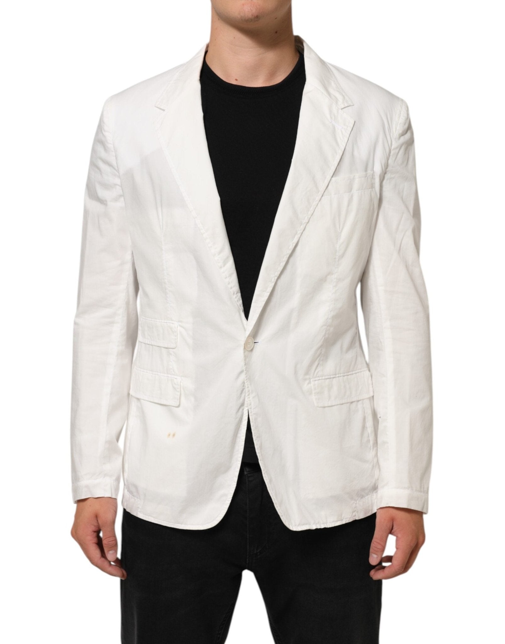 Dolce & Gabbana White Cotton 1 Button Men Suit Blazer - RIMODA
