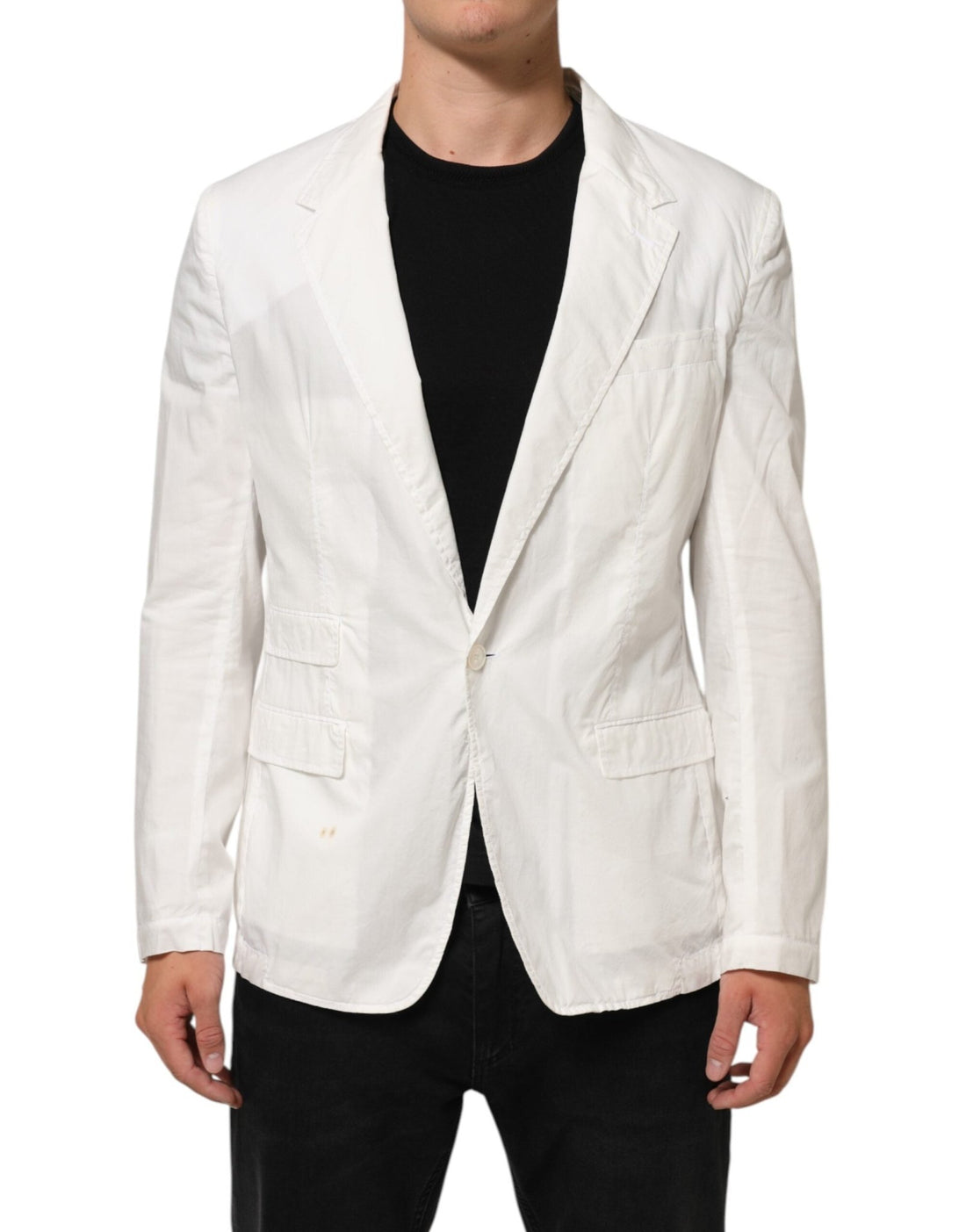 Dolce & Gabbana White Cotton 1 Button Men Suit Blazer - RIMODA