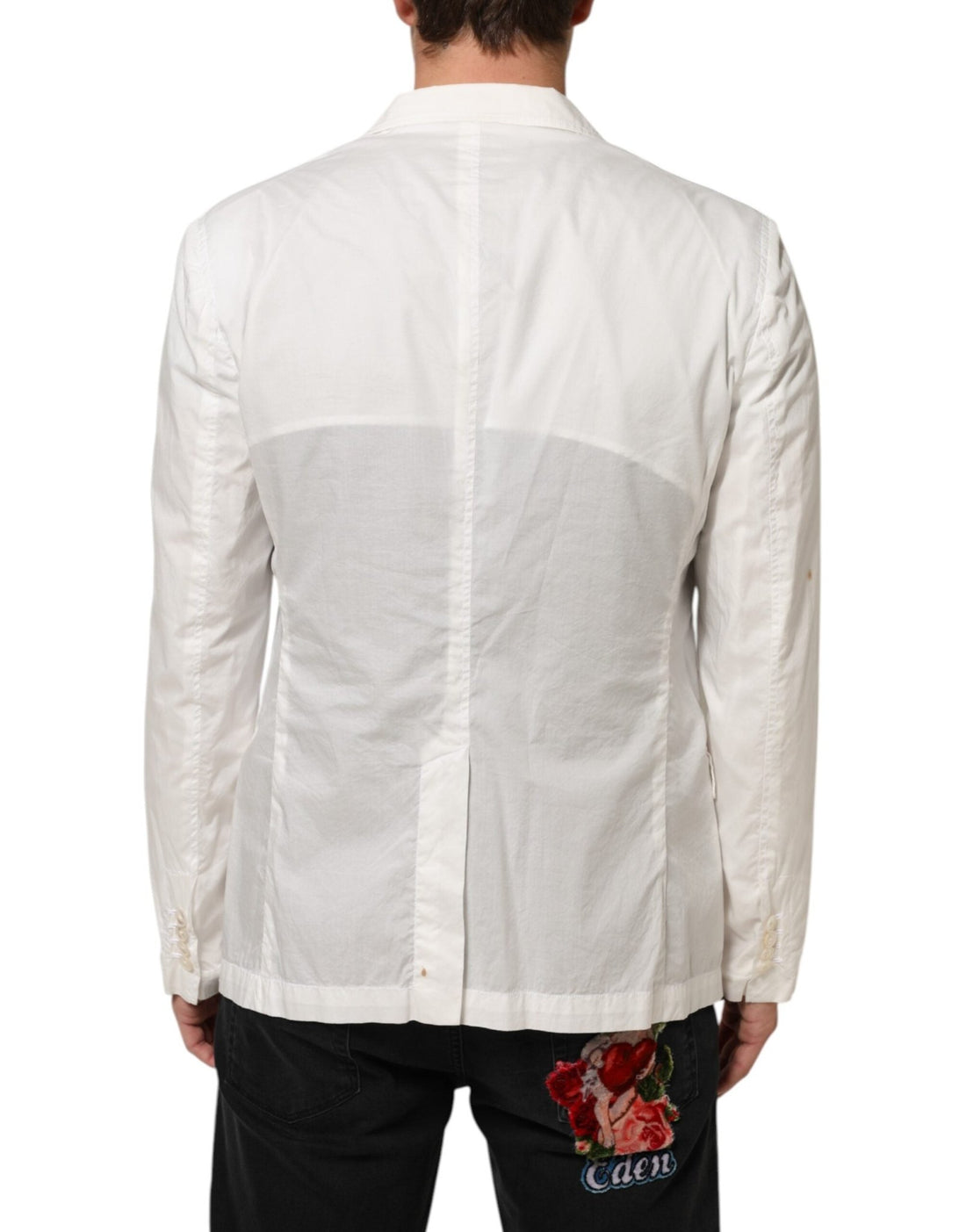 Dolce & Gabbana White Cotton 1 Button Men Suit Blazer - RIMODA