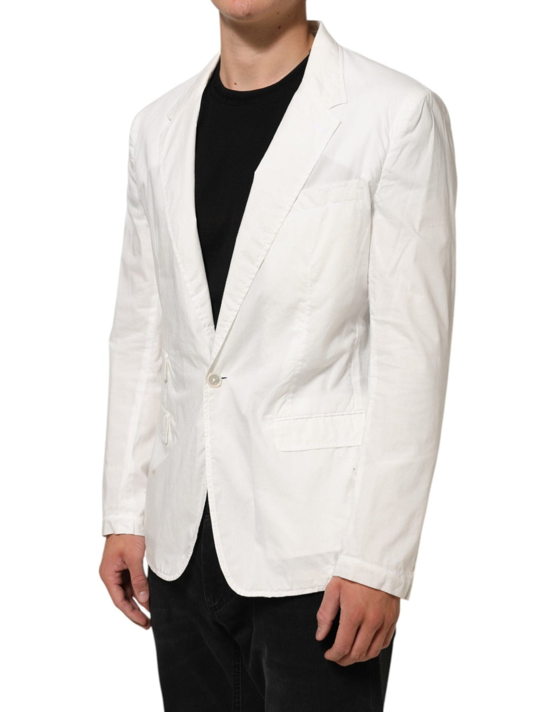 Dolce & Gabbana White Cotton 1 Button Men Suit Blazer - RIMODA