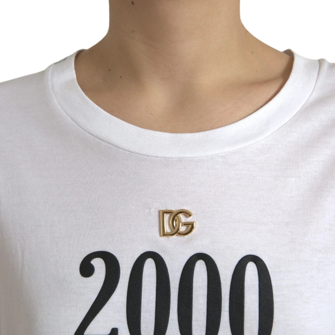 Dolce & Gabbana White Cotton 2000 Fashion Print Logo T-shirt - RIMODA