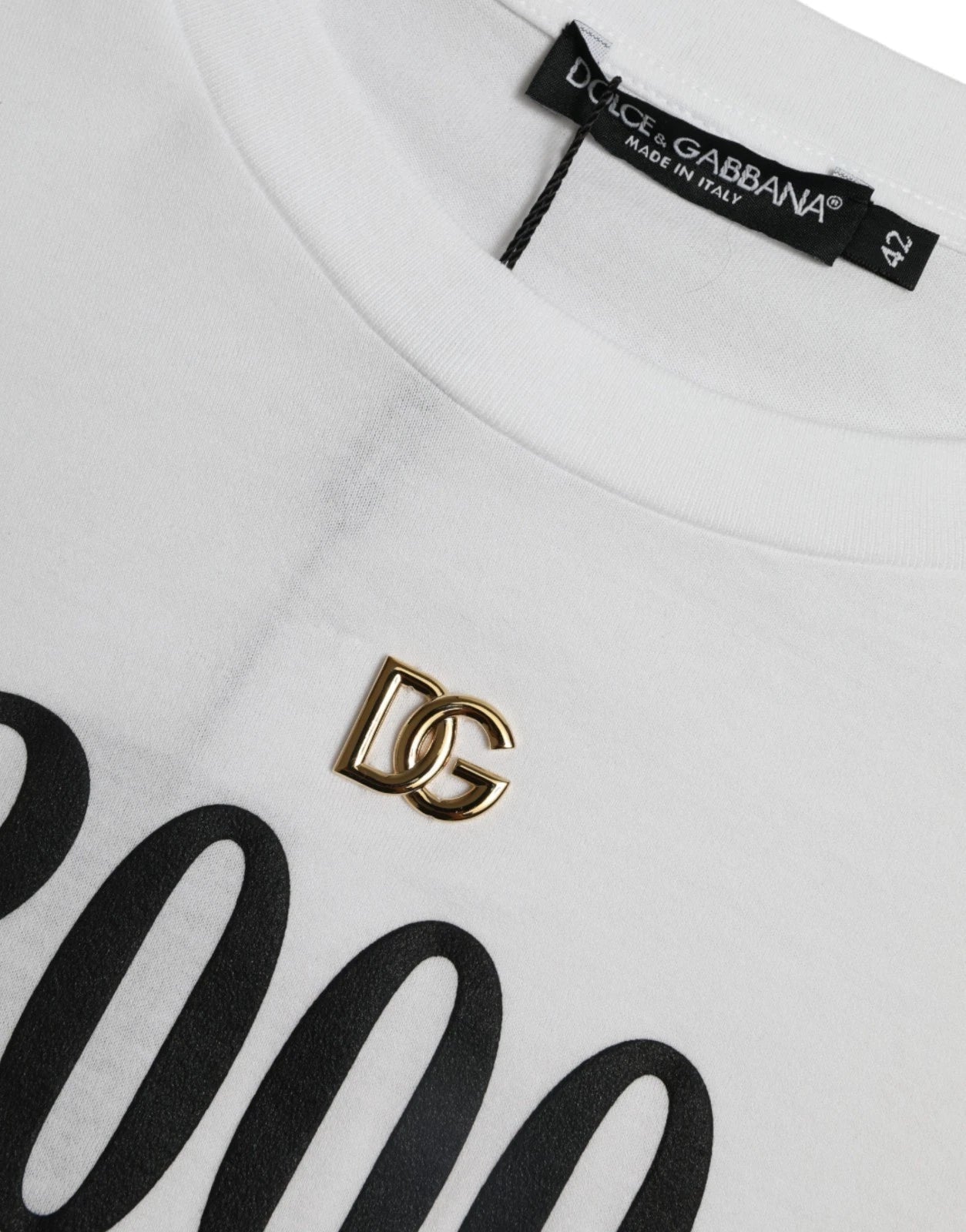 Dolce & Gabbana White Cotton 2000 Fashion Print Logo T-shirt - RIMODA