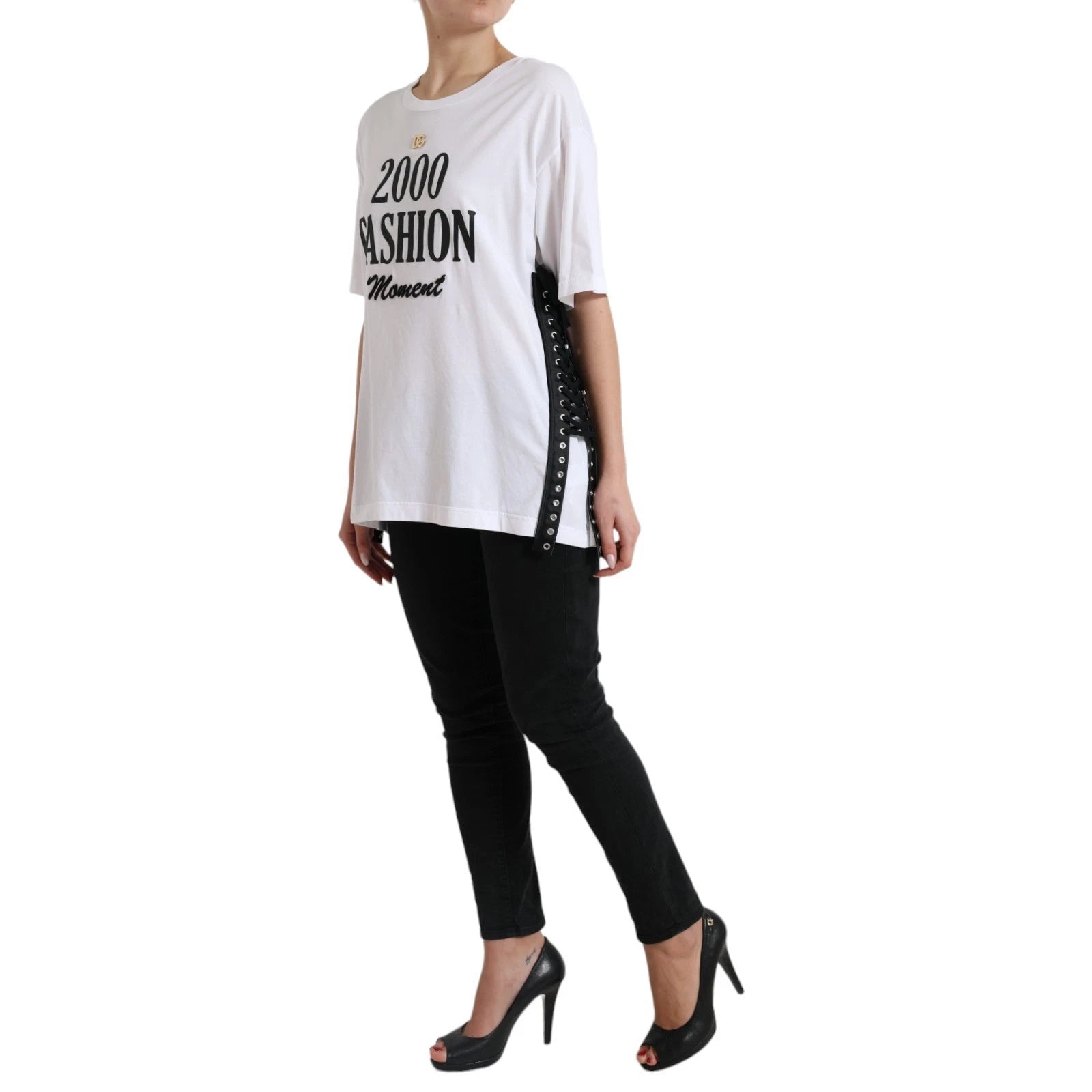 Dolce & Gabbana White Cotton 2000 Fashion Print Logo T-shirt - RIMODA