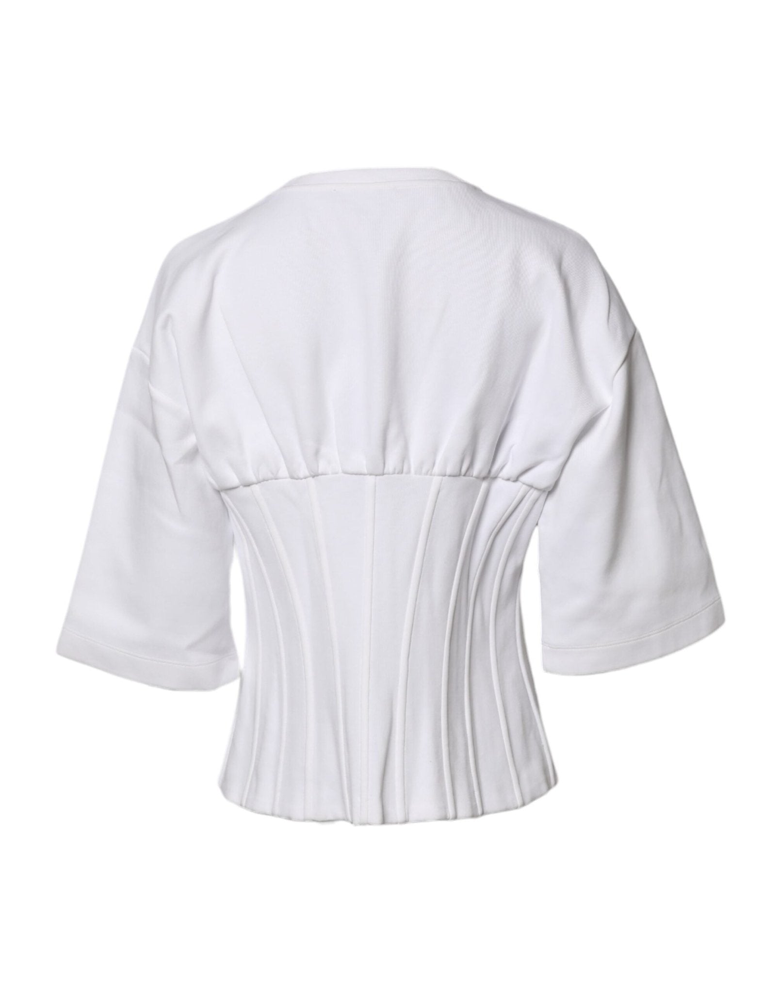 Dolce & Gabbana White Cotton Blend 3/4 Sleeves Blouse Top - RIMODA