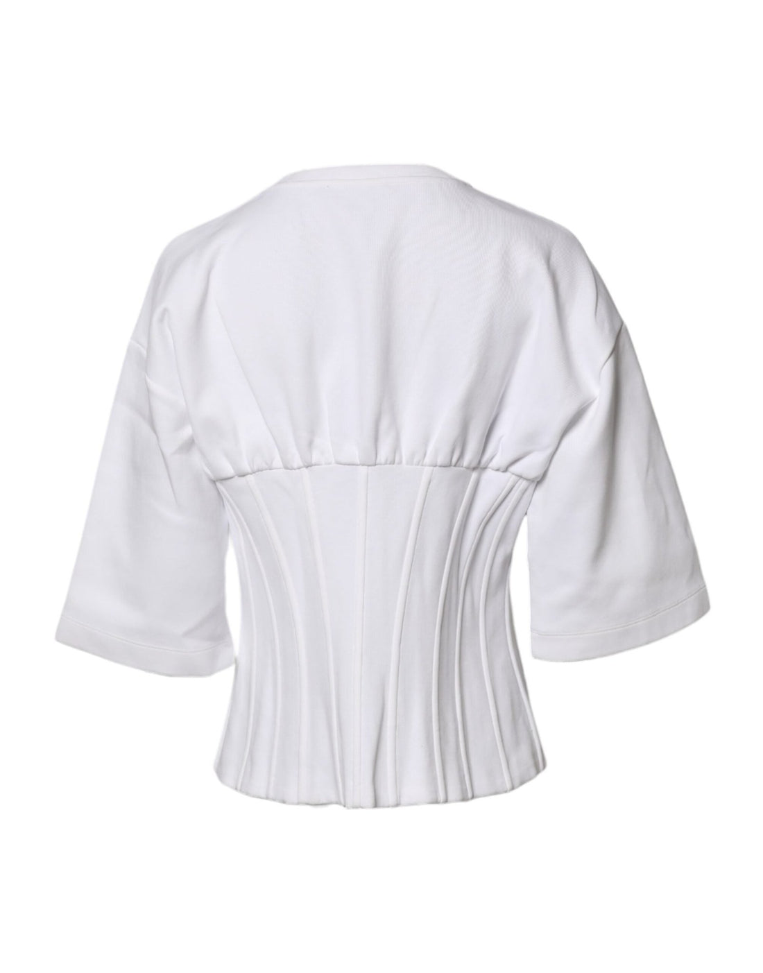 Dolce & Gabbana White Cotton Blend 3/4 Sleeves Blouse Top - RIMODA
